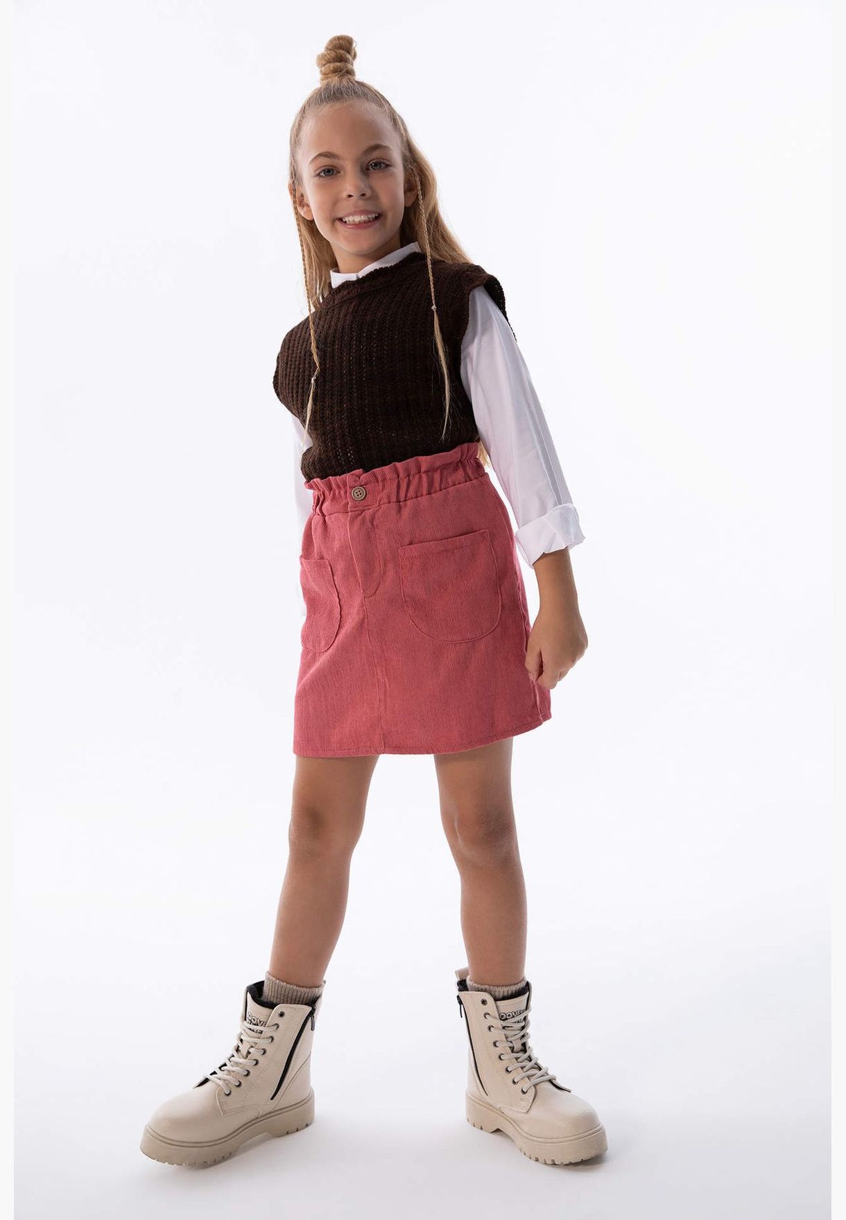 Girl Paperbag Skirt Woven Skirt