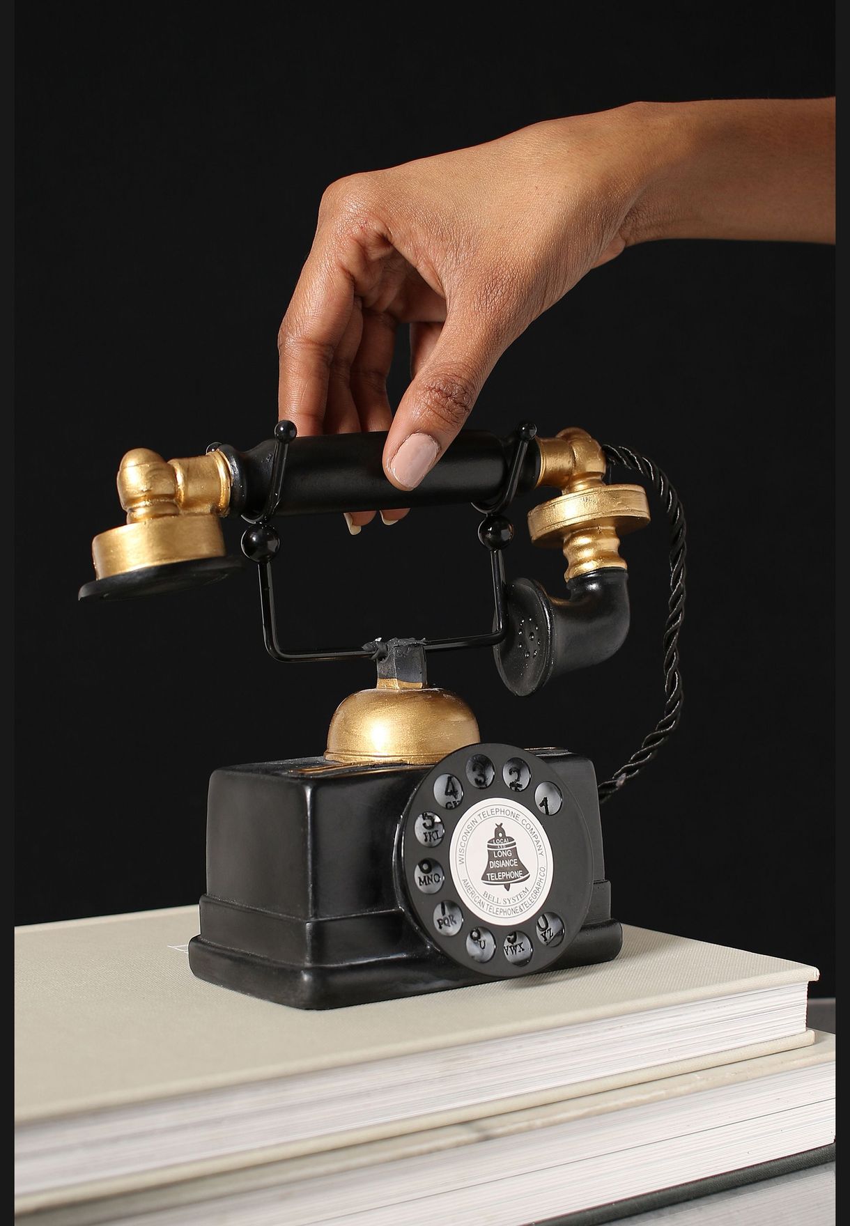Vintage Telephone Shaped Solid Minimalistic Ceramic Showpiece For Home Decor 