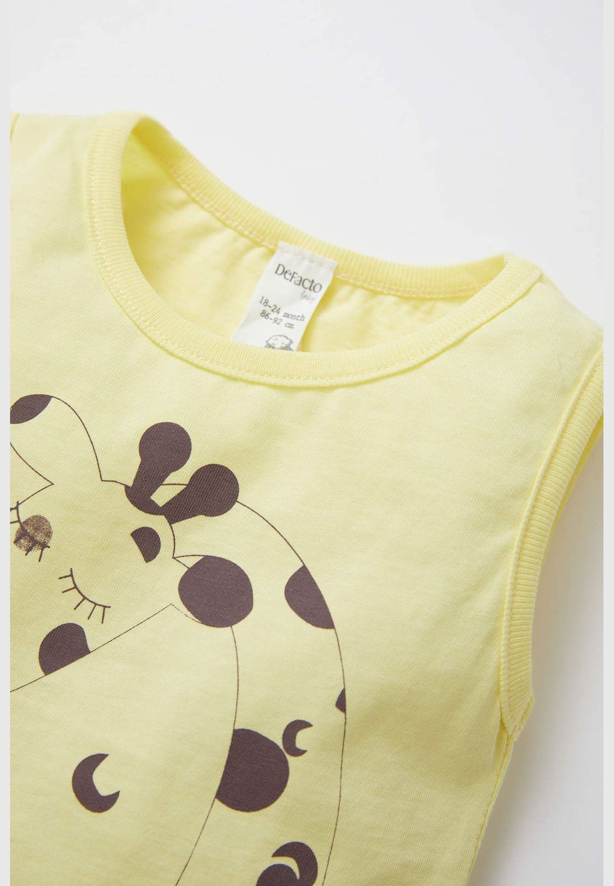 Printed Sleeveless Cotton Crew Neck T-Shirt