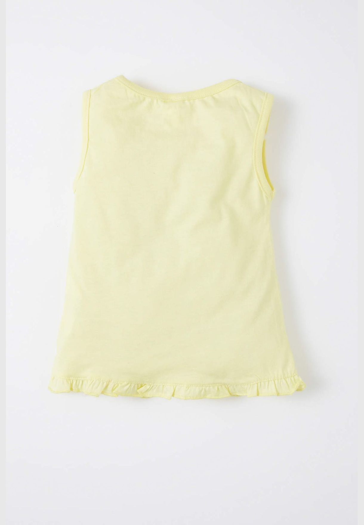 Printed Sleeveless Cotton Crew Neck T-Shirt
