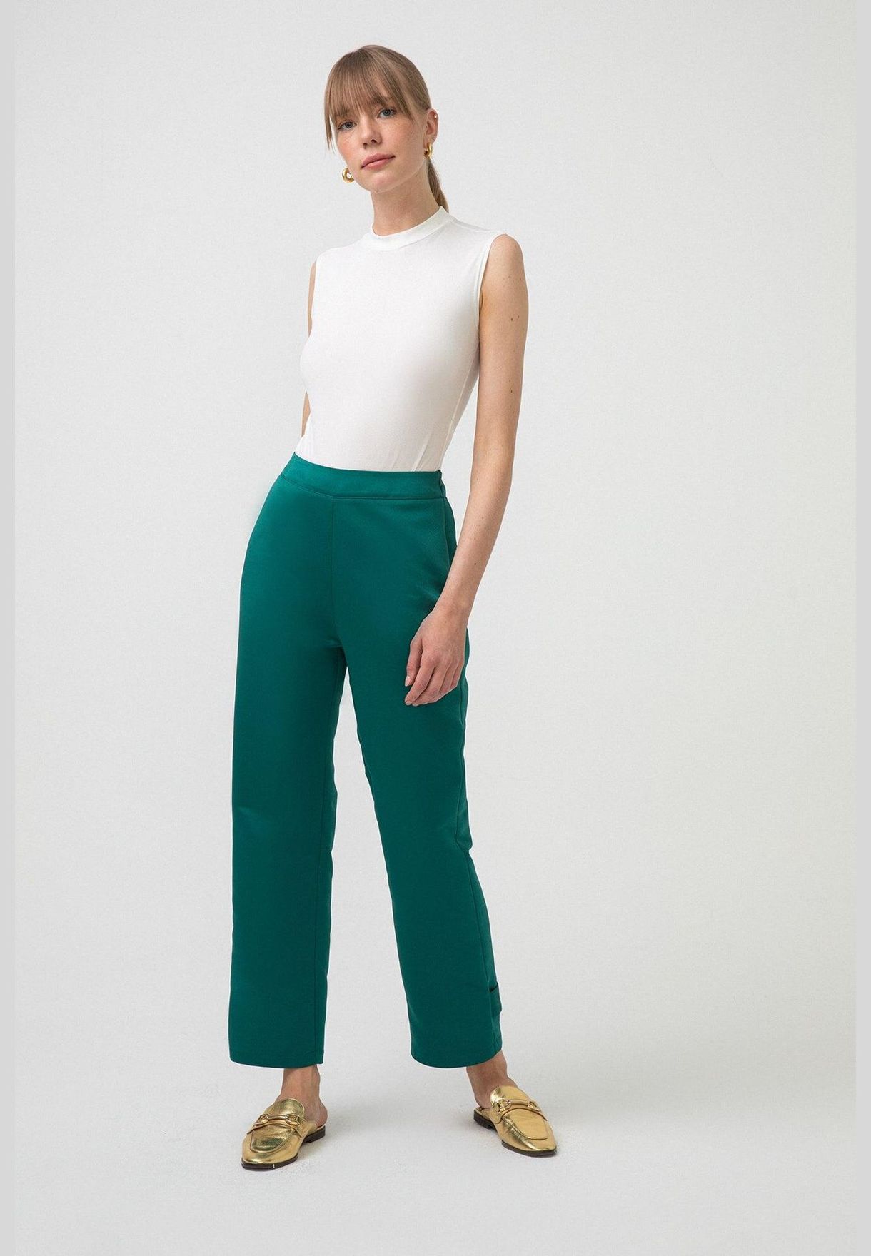 BUTTON DETAILED SATIN TROUSERS