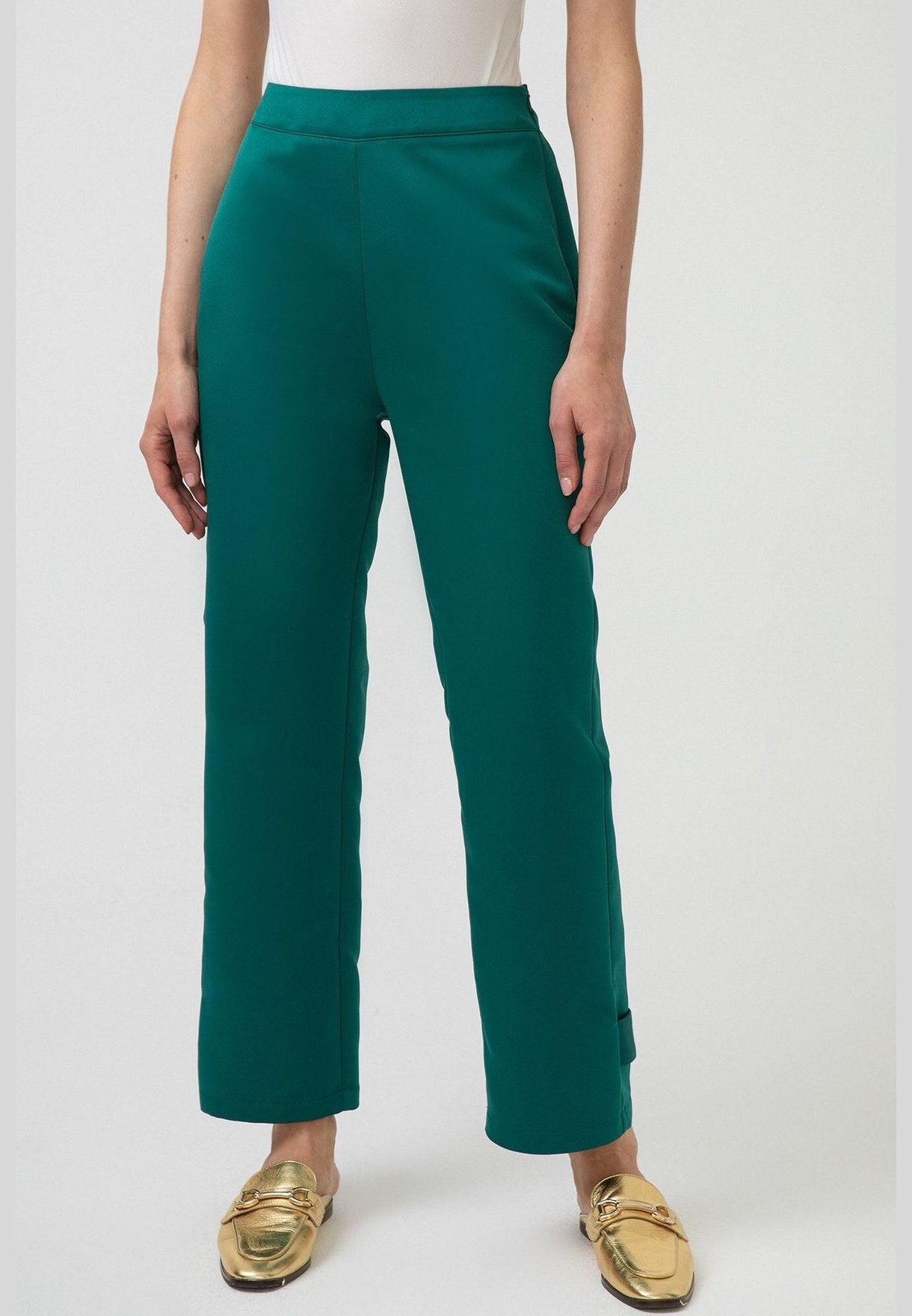 BUTTON DETAILED SATIN TROUSERS