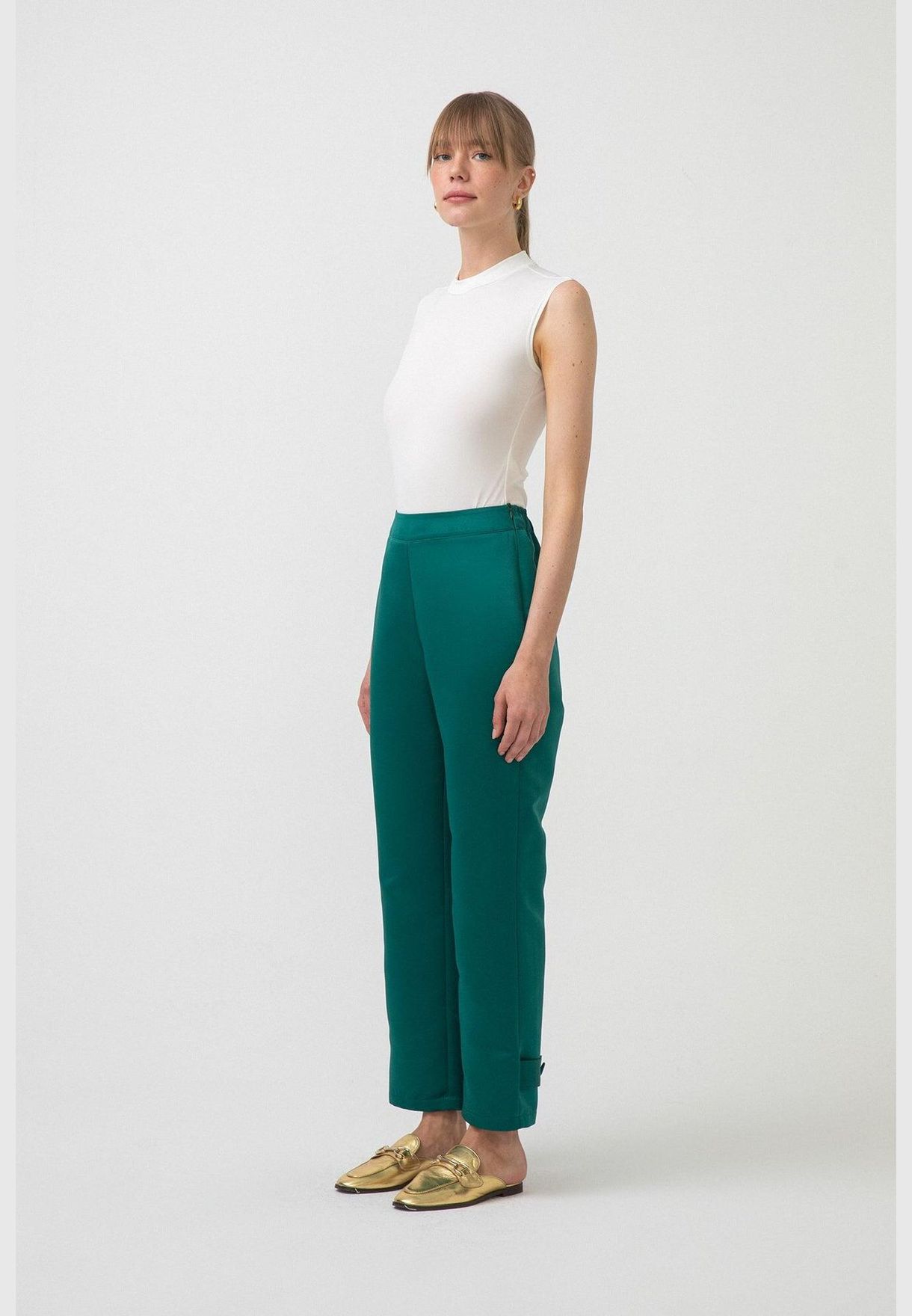 BUTTON DETAILED SATIN TROUSERS