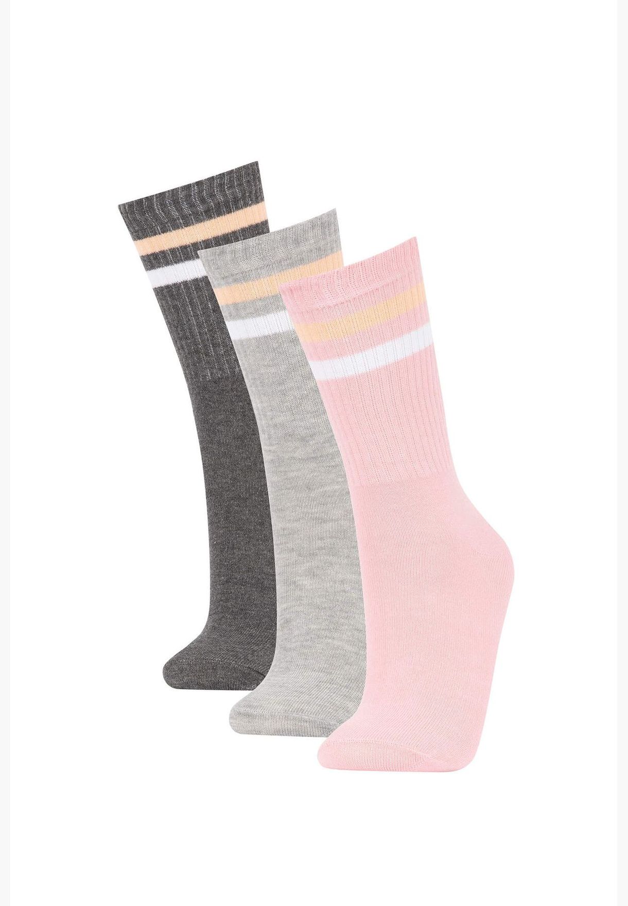 3 Pack Striped Long Tennis Socks