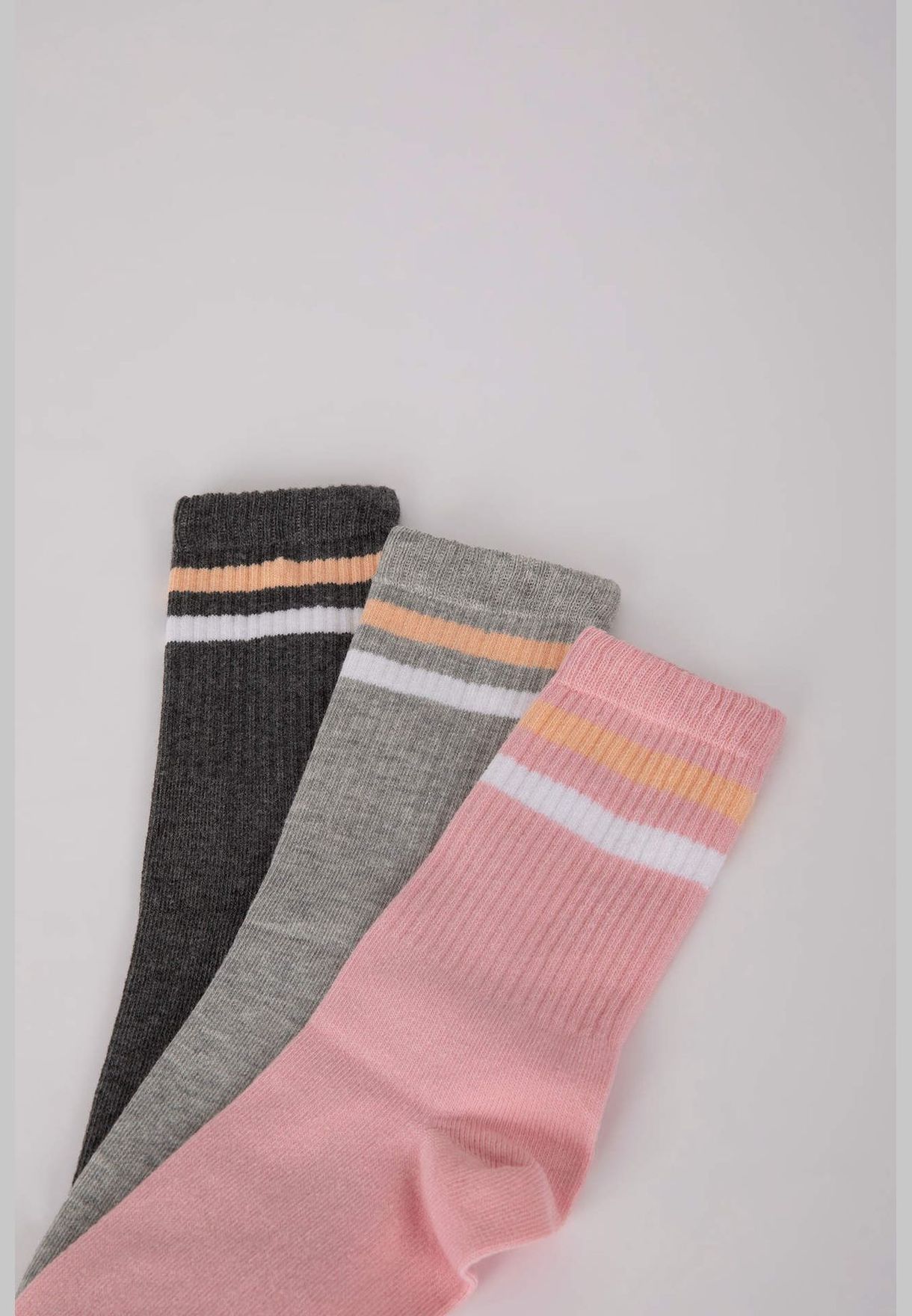 3 Pack Striped Long Tennis Socks