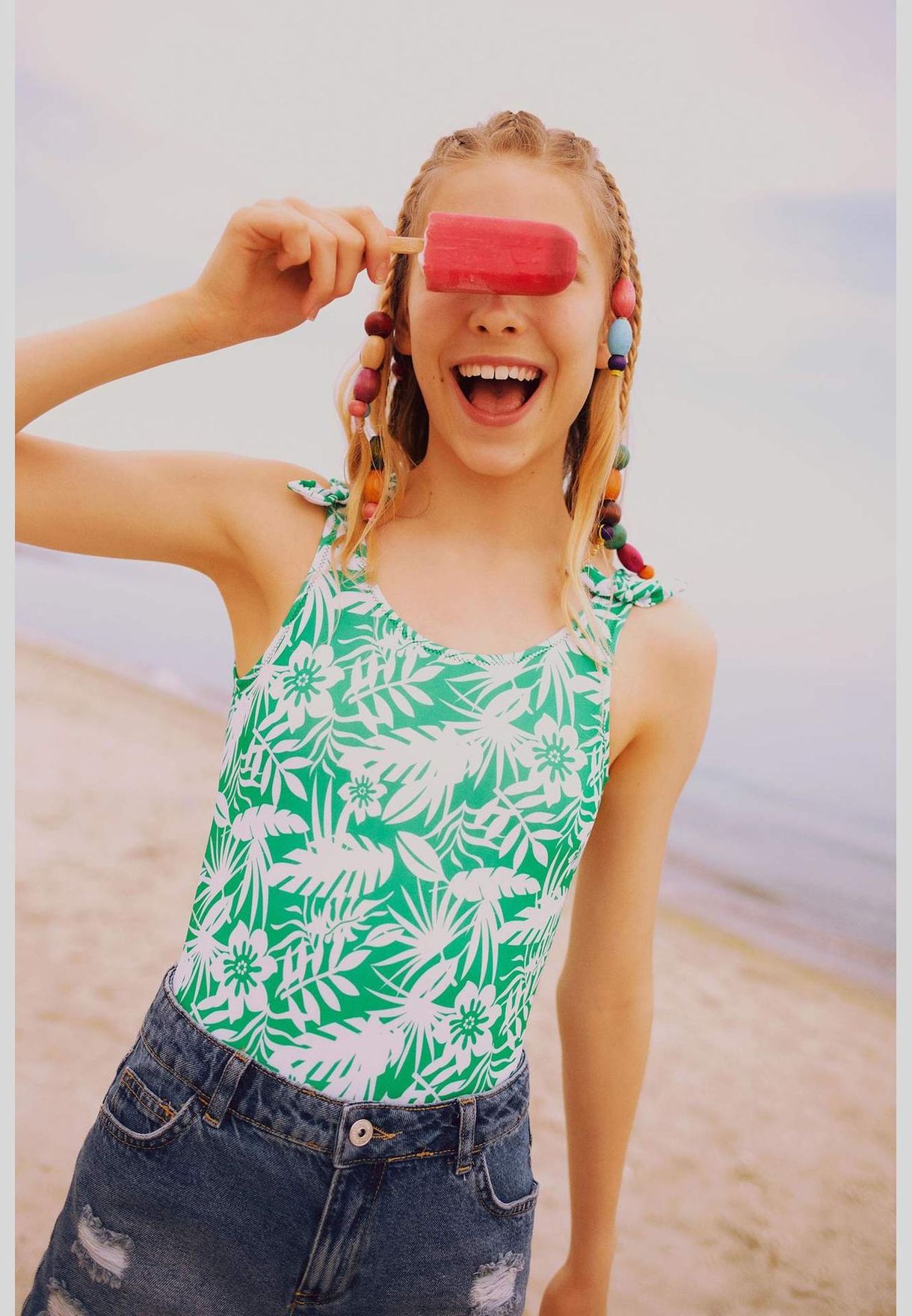 Buy Defacto green Girl Woven Swimsuit for Kids in Dubai, Abu Dhabi