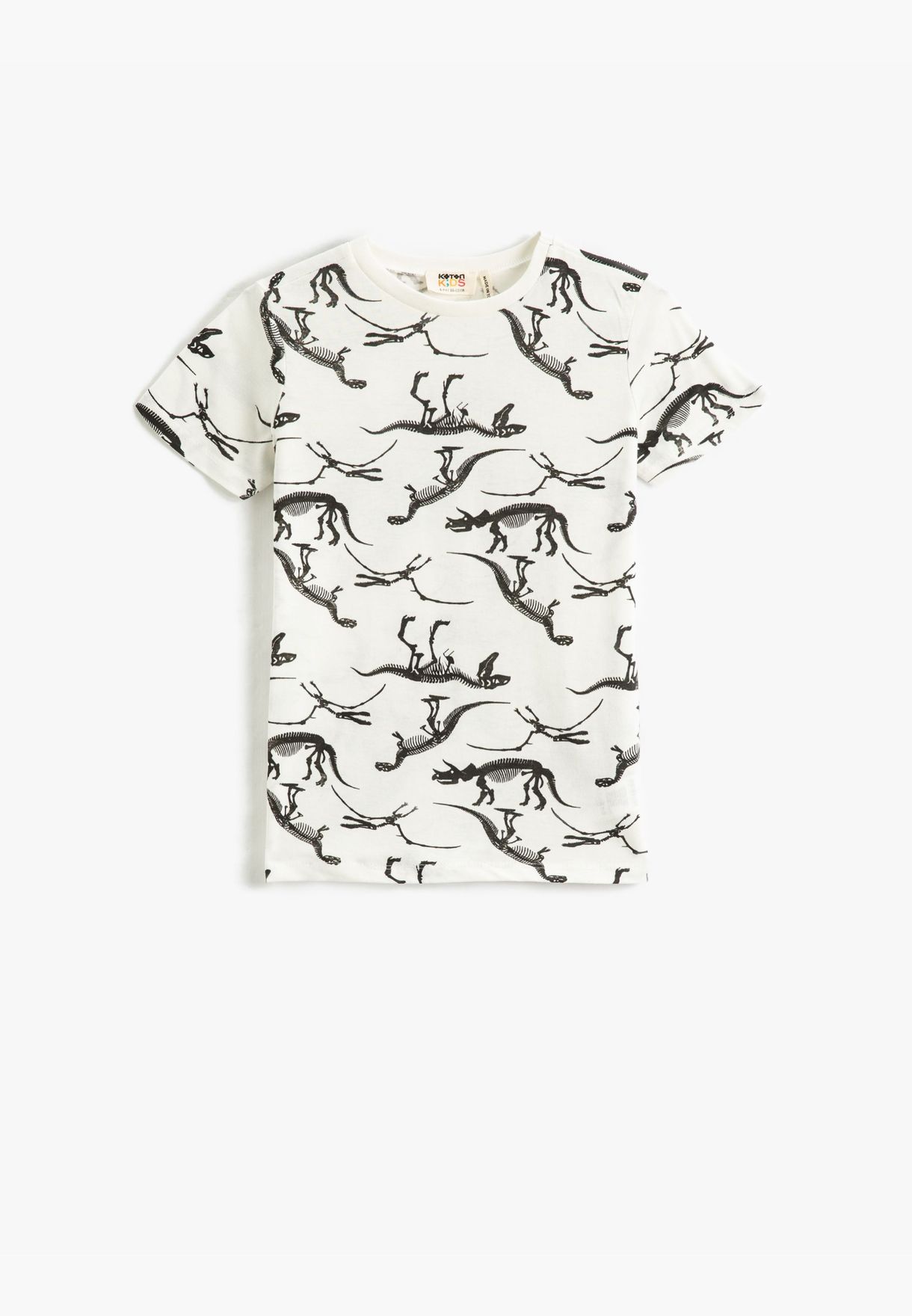 Dinosaur Printed Short Sleeve T-Shirt Crew Neck