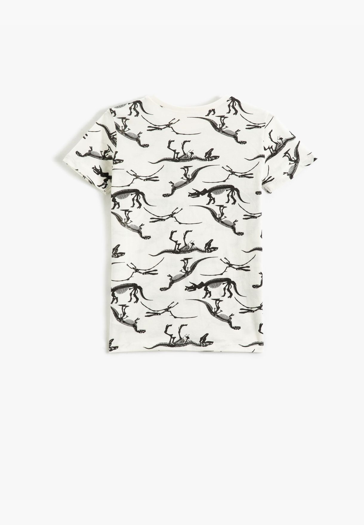 Dinosaur Printed Short Sleeve T-Shirt Crew Neck
