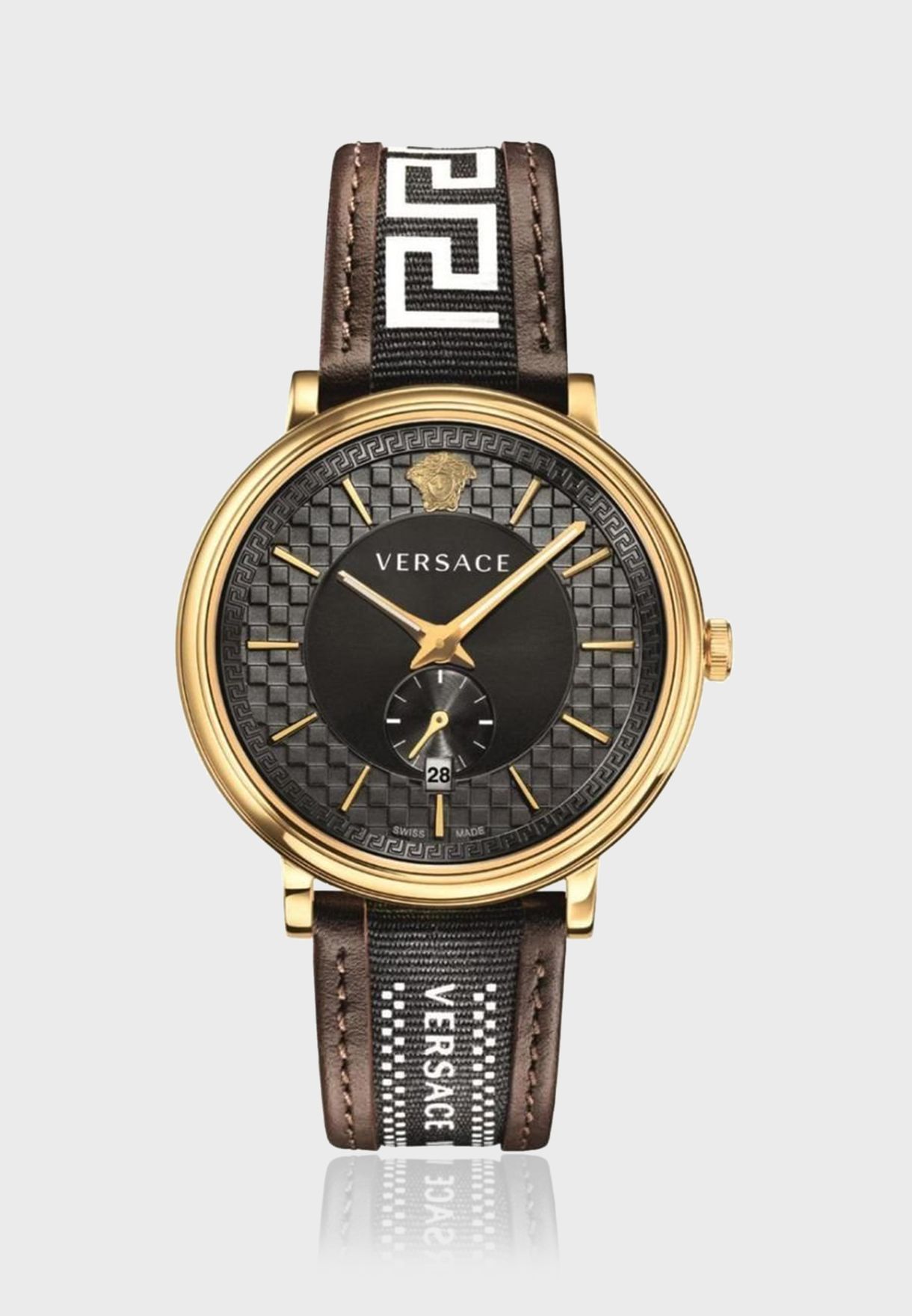 Buy Versace black Versace CIRCLE Leather Strap Watch for Men ...