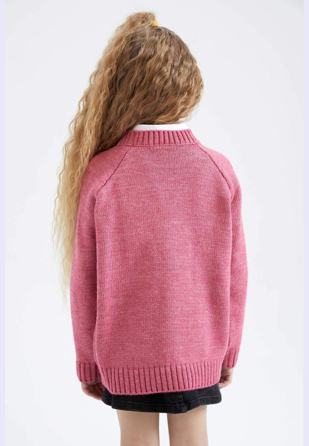Girl Oversize Fit Crew Neck Long Sleeve Tricot Pullover