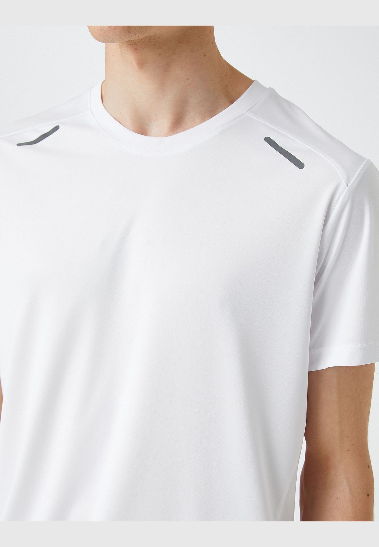 Sport T-Shirt Crew Neck Strip Detailed Short Sleeve