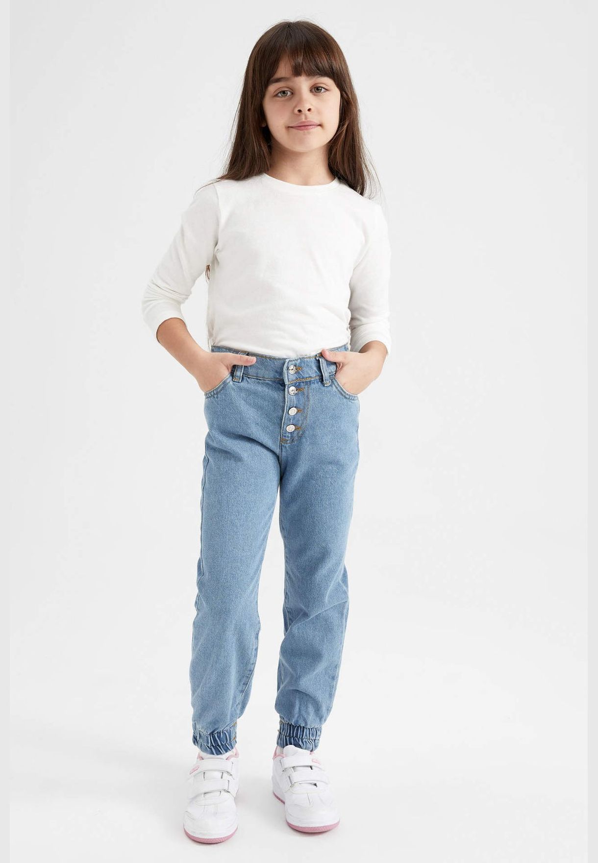 Girl Jogger Fit Denim Trousers