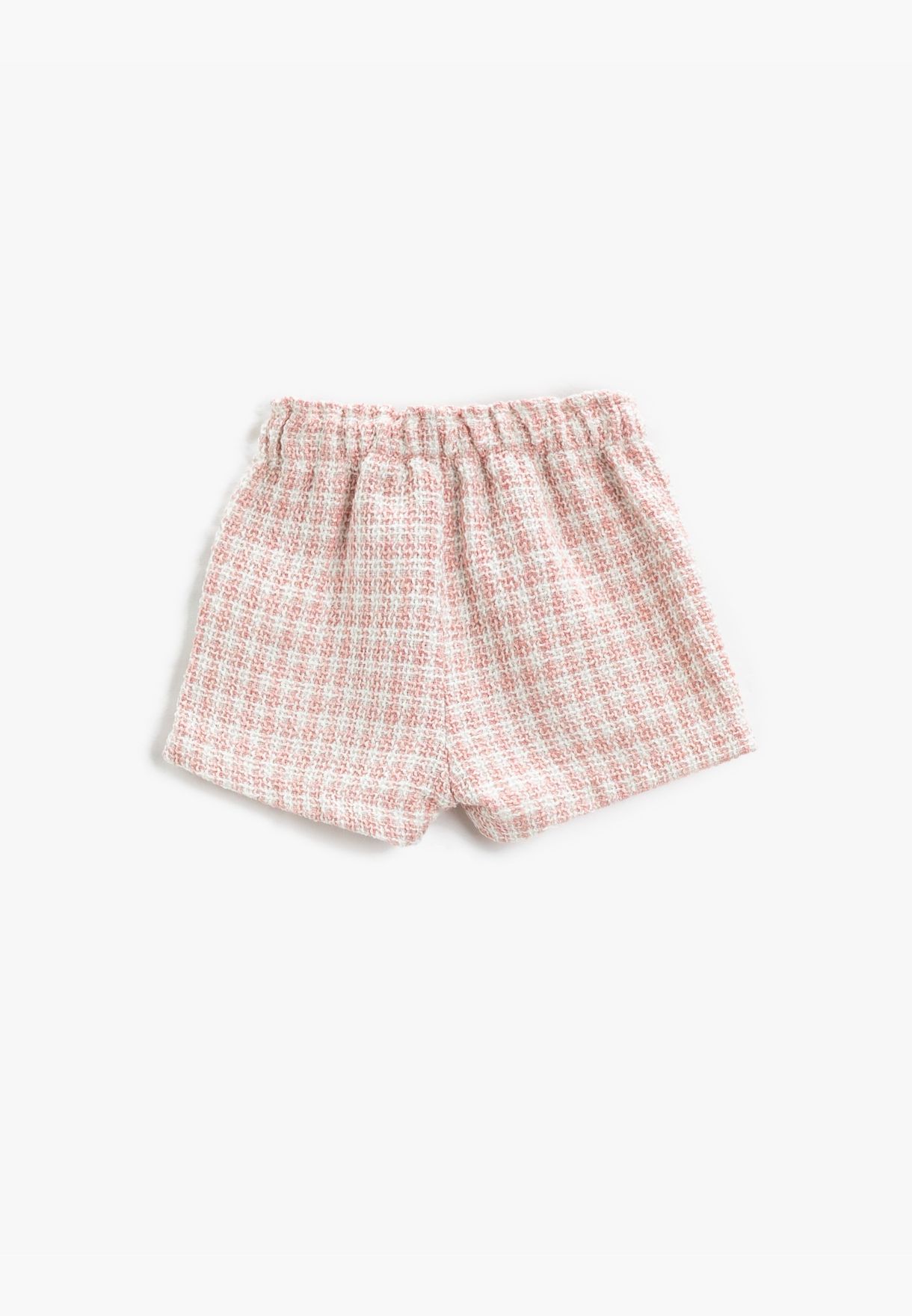Tweed Mini Shorts Pocket Detail Elastic Waistband