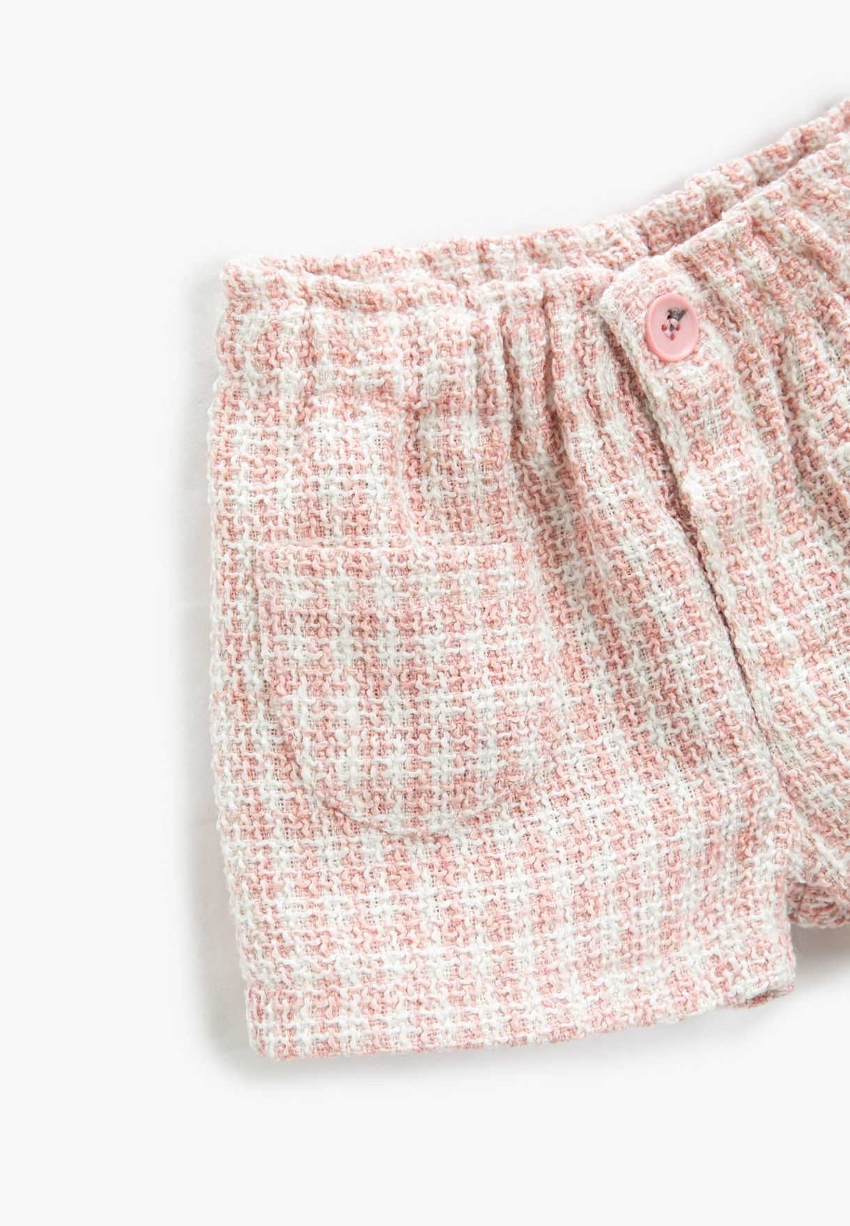 Tweed Mini Shorts Pocket Detail Elastic Waistband