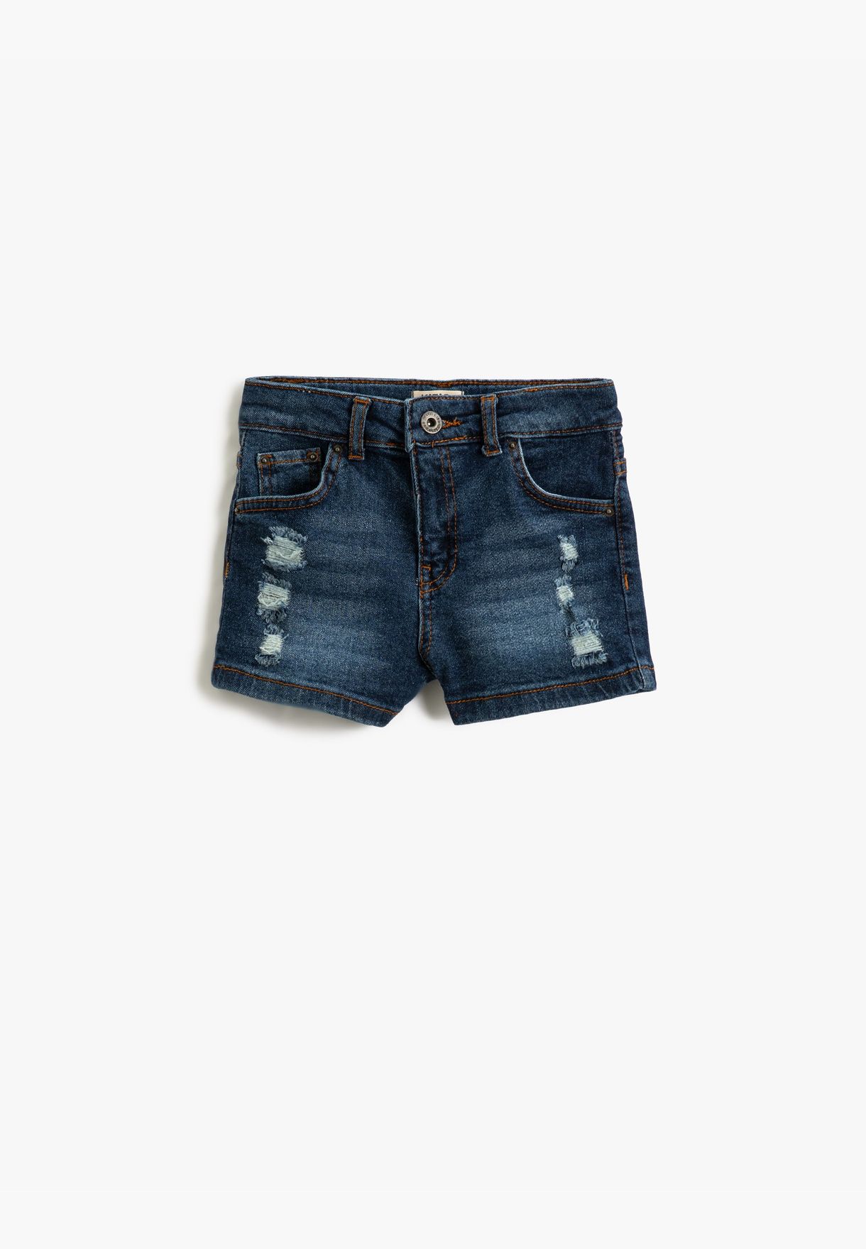 Jean Shorts Ribbed Detail Pockets Cotton