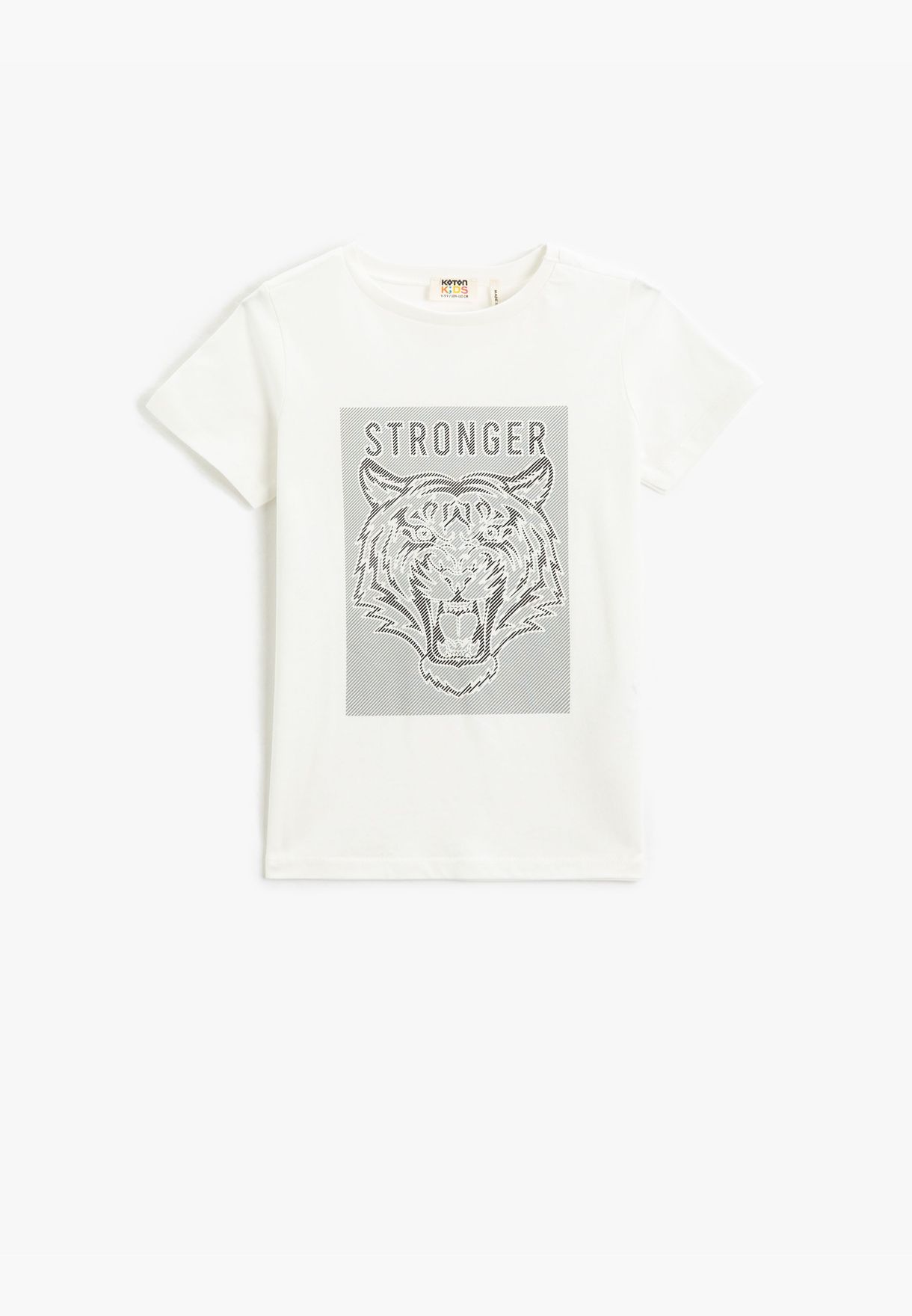 Tiger Printed Short Sleeve T-Shirt Crew Neck Cotton