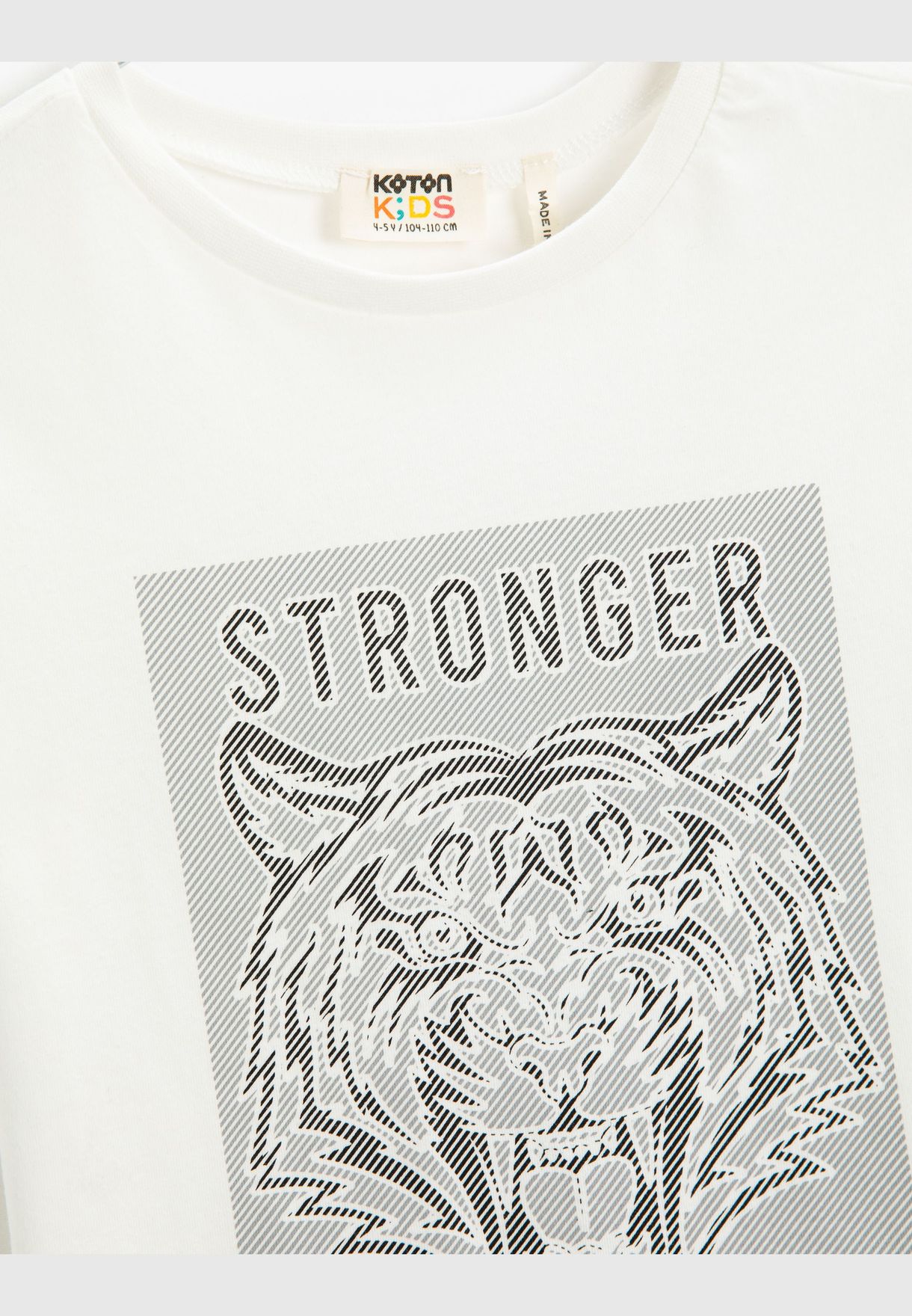 Tiger Printed Short Sleeve T-Shirt Crew Neck Cotton