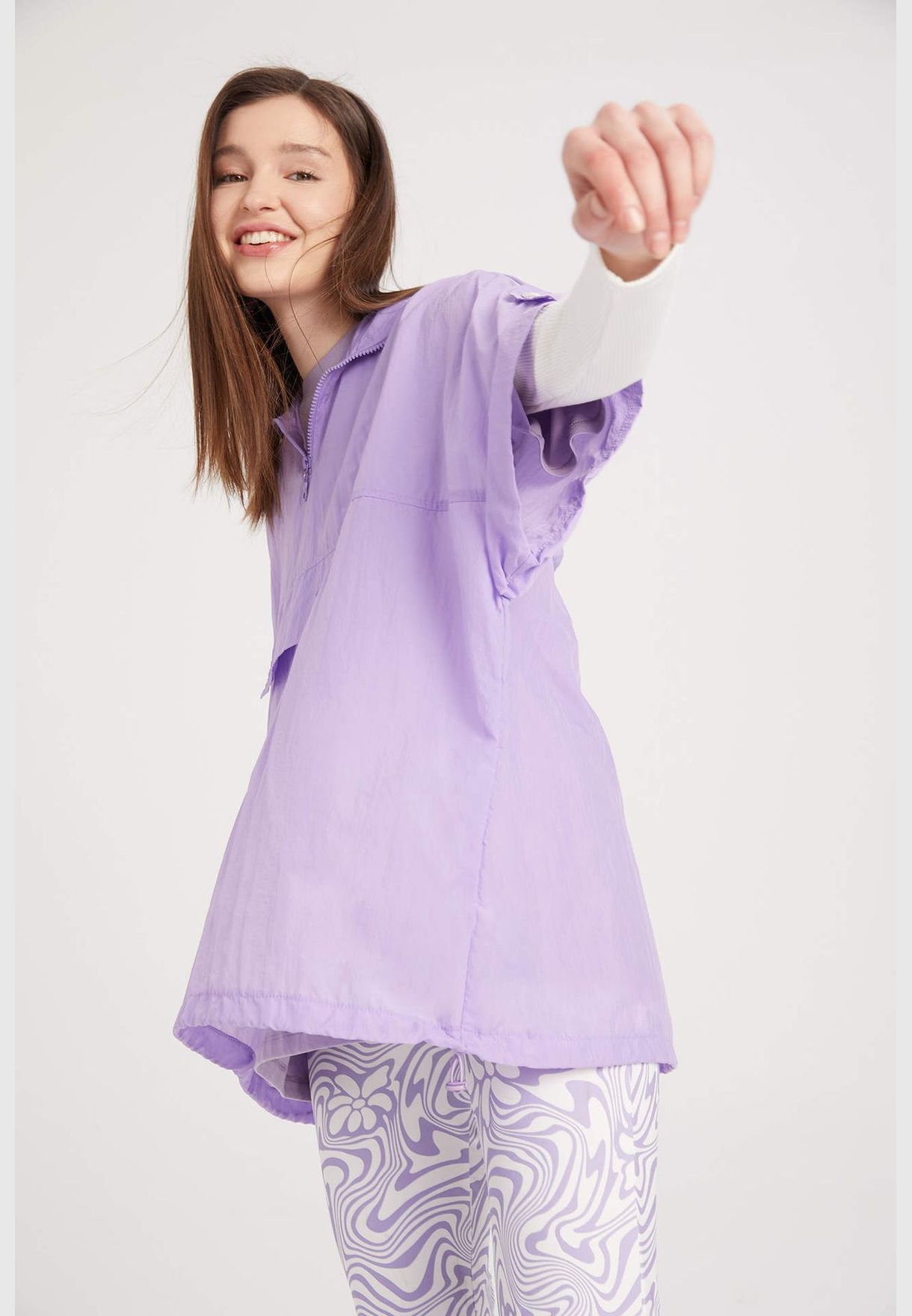 Regular Fit Short Sleeve Hooded Raincoat