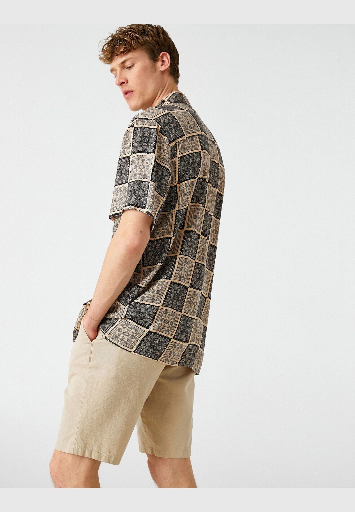 Ethnic Patterned Short Sleeve Shirt