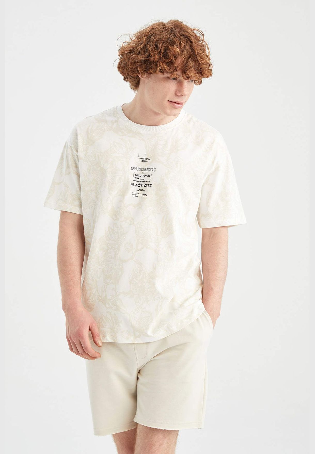 Boxy Fit Shorts Sleeve Minimal Slogan Print T-Shirt