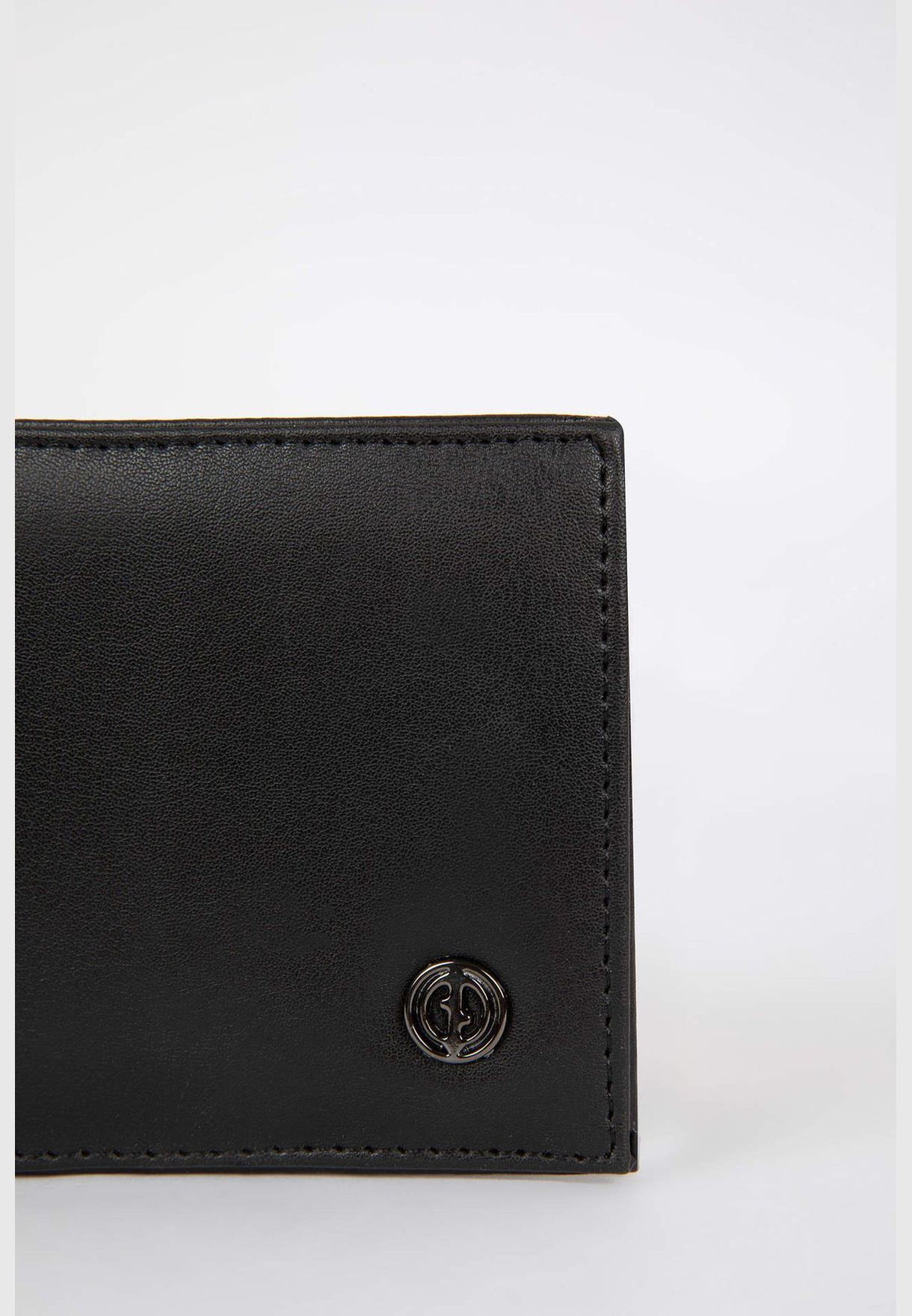 Faux Leather Minimal Logo Print Wallet