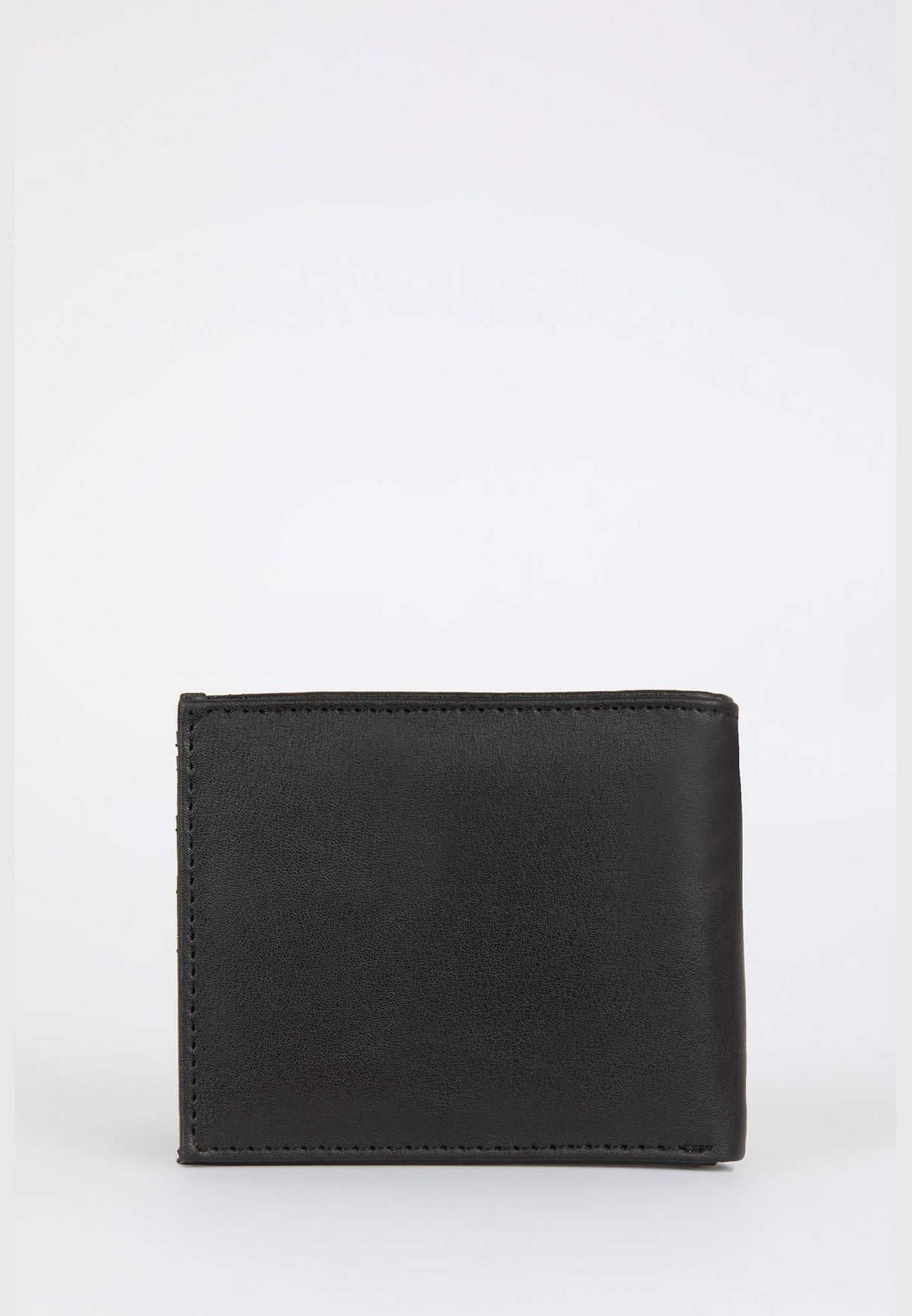 Faux Leather Minimal Logo Print Wallet