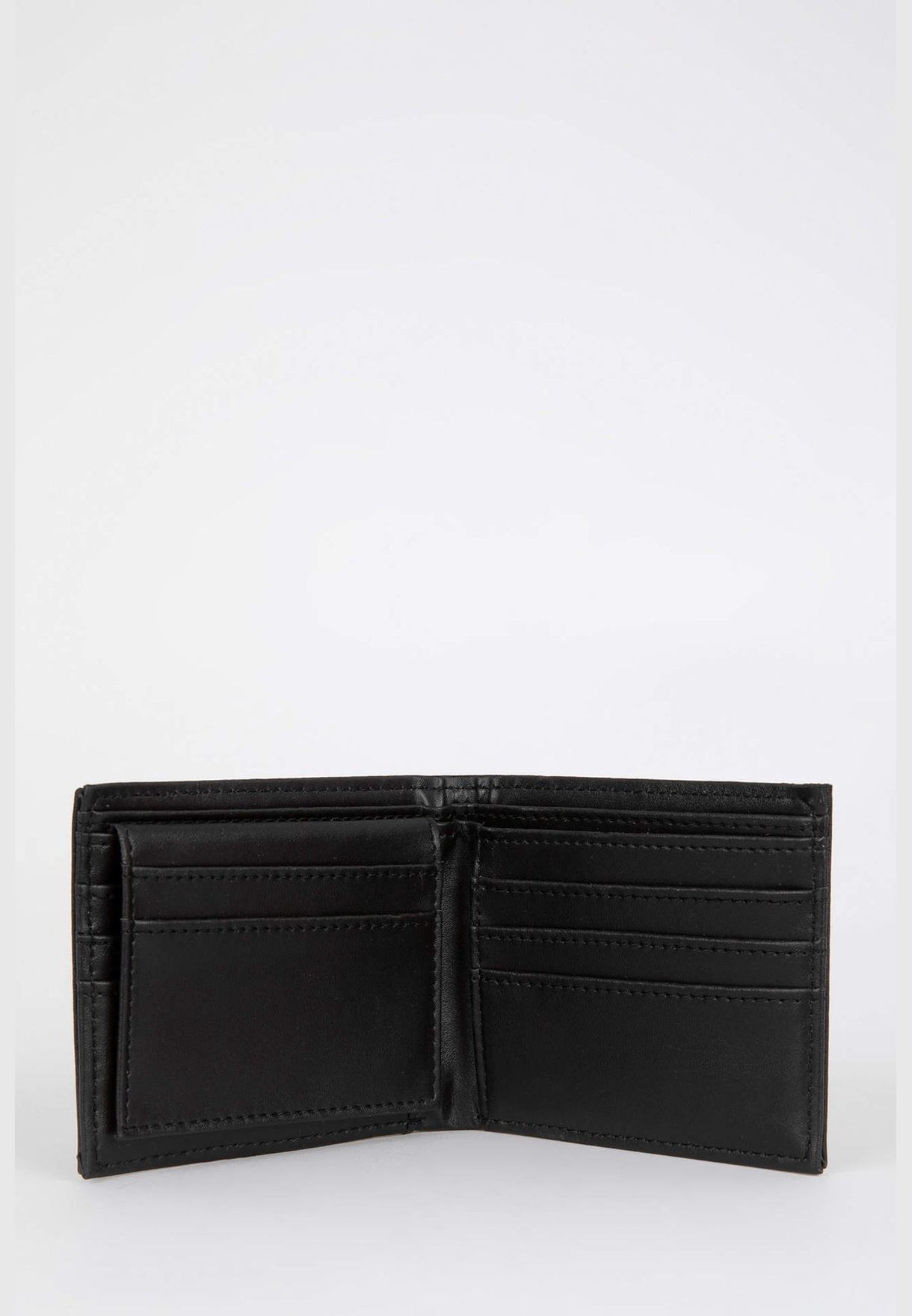 Faux Leather Minimal Logo Print Wallet