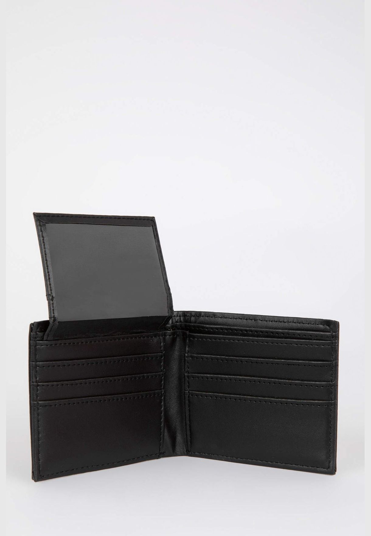 Faux Leather Minimal Logo Print Wallet