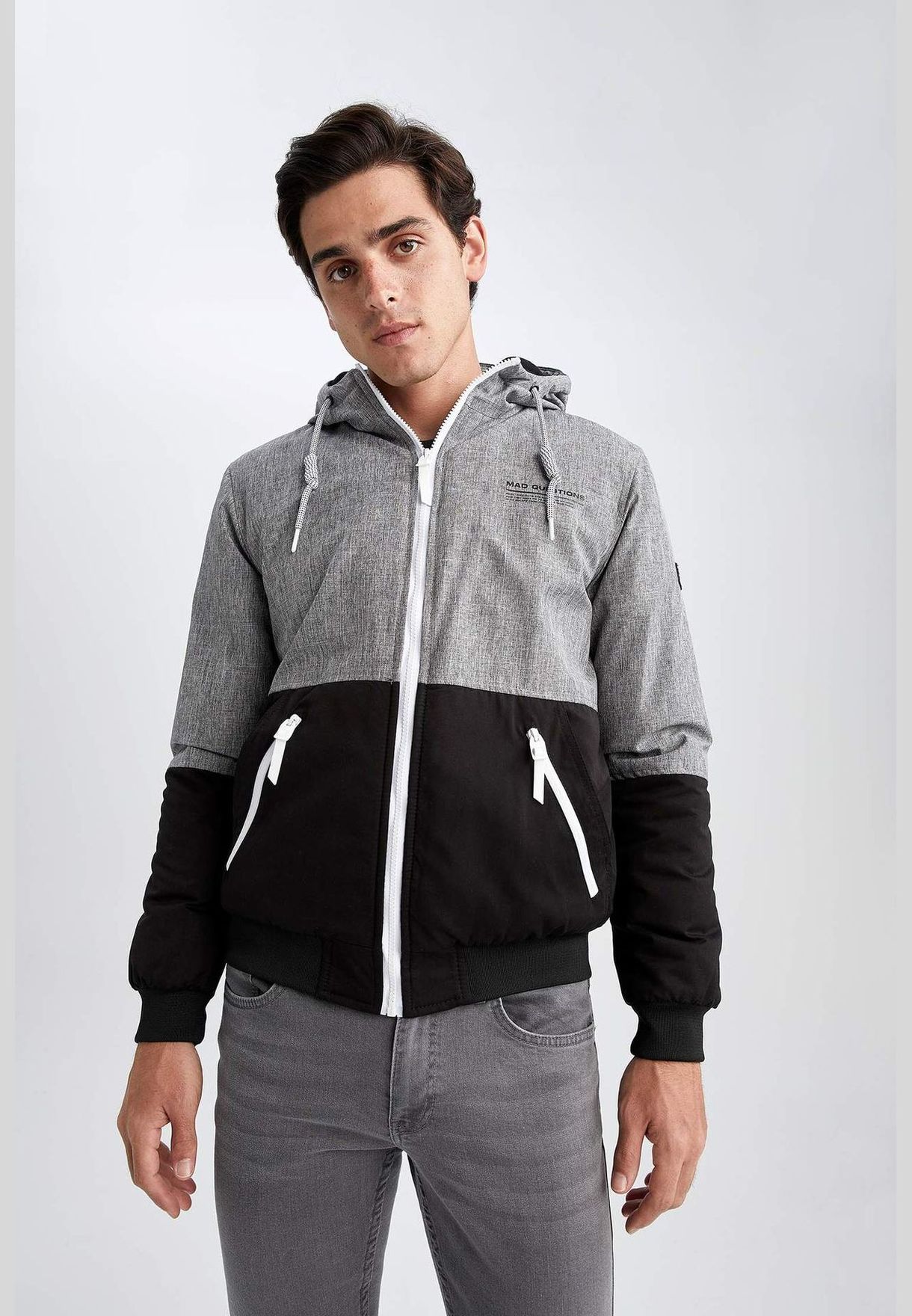 Slim Fit Hooded Coat With Fleece Lining