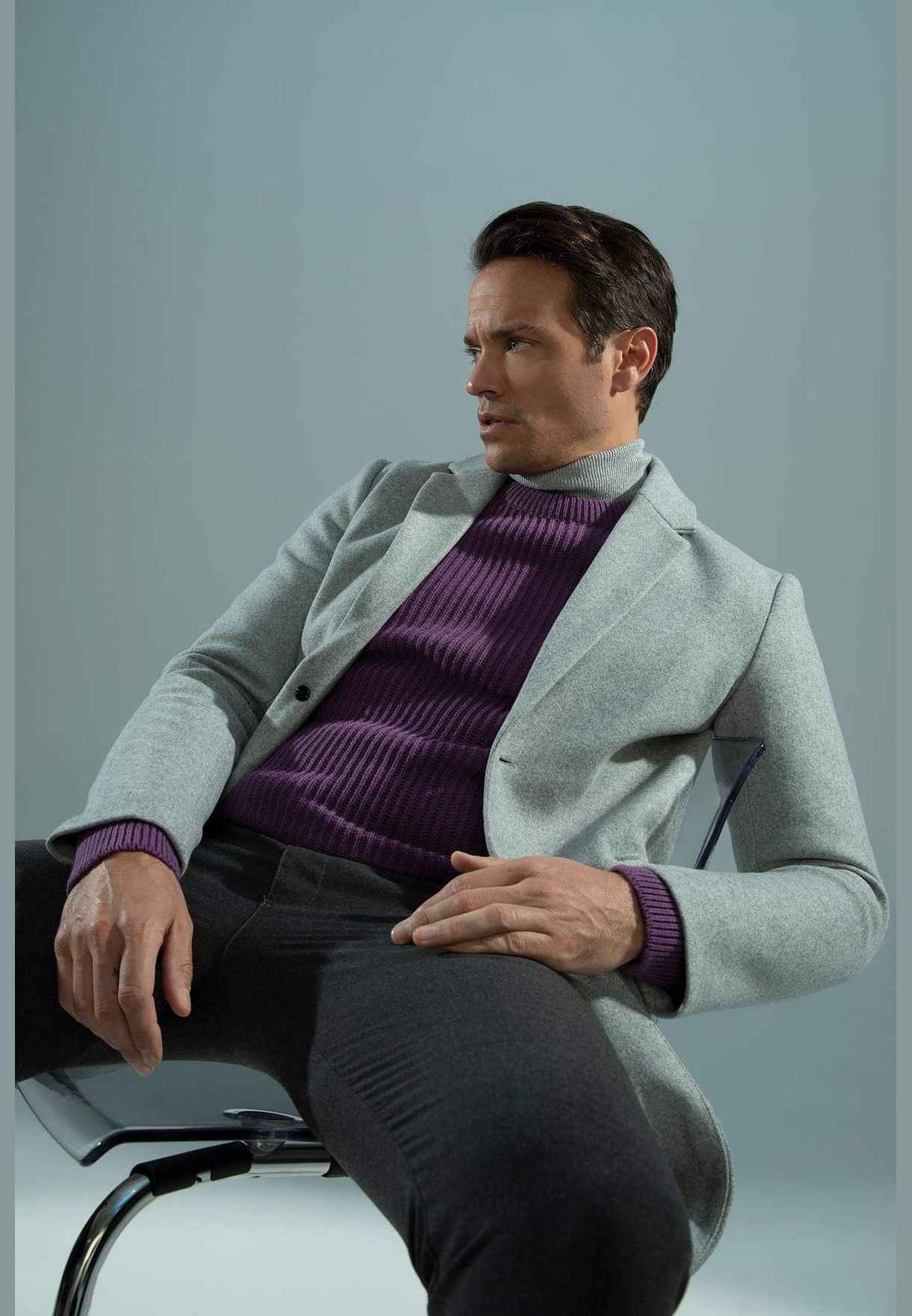 Man Blazer Collar Coat