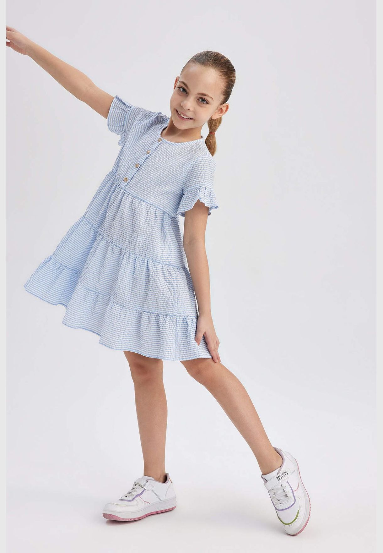 Girl Short Sleeve Woven Dress