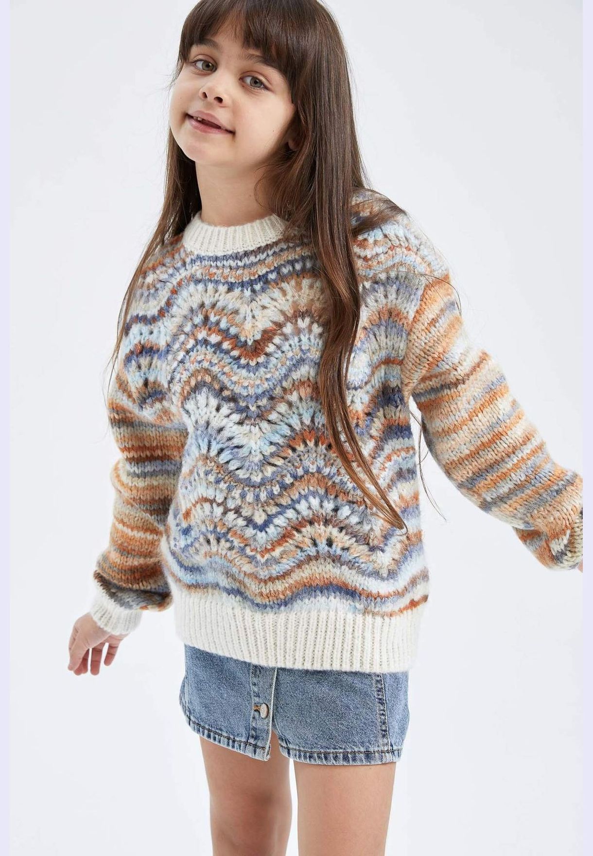 Girl Crew Neck Long Sleeve Tricot Pullover