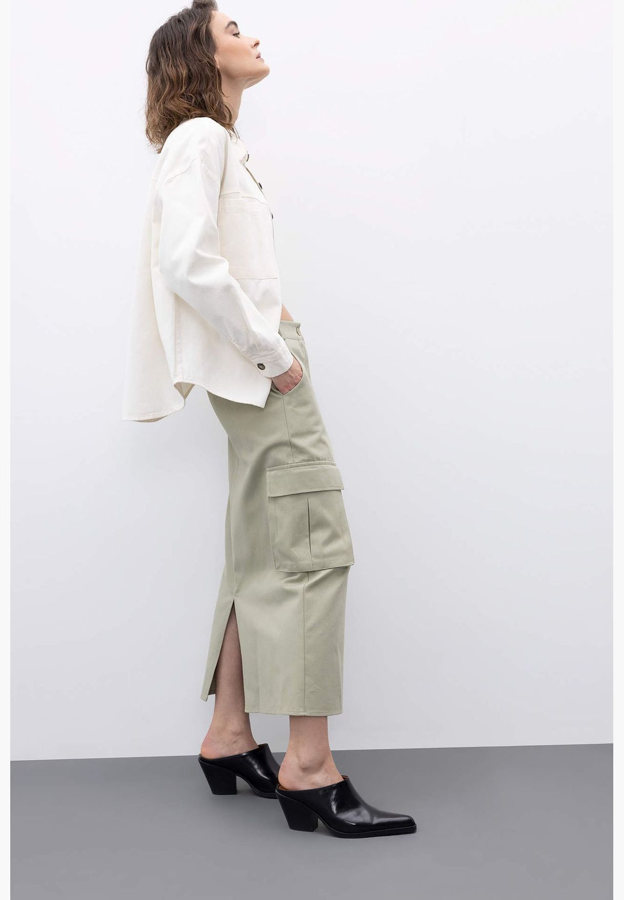 Woman Pencıl Skırt Woven Skirt