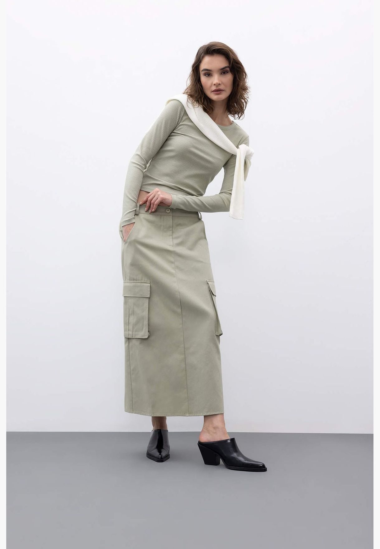 Woman Pencıl Skırt Woven Skirt