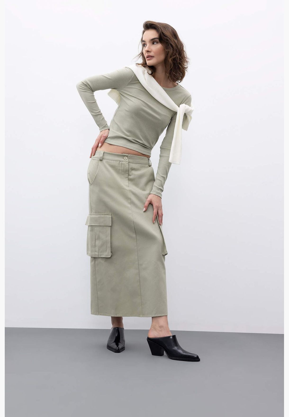 Woman Pencıl Skırt Woven Skirt