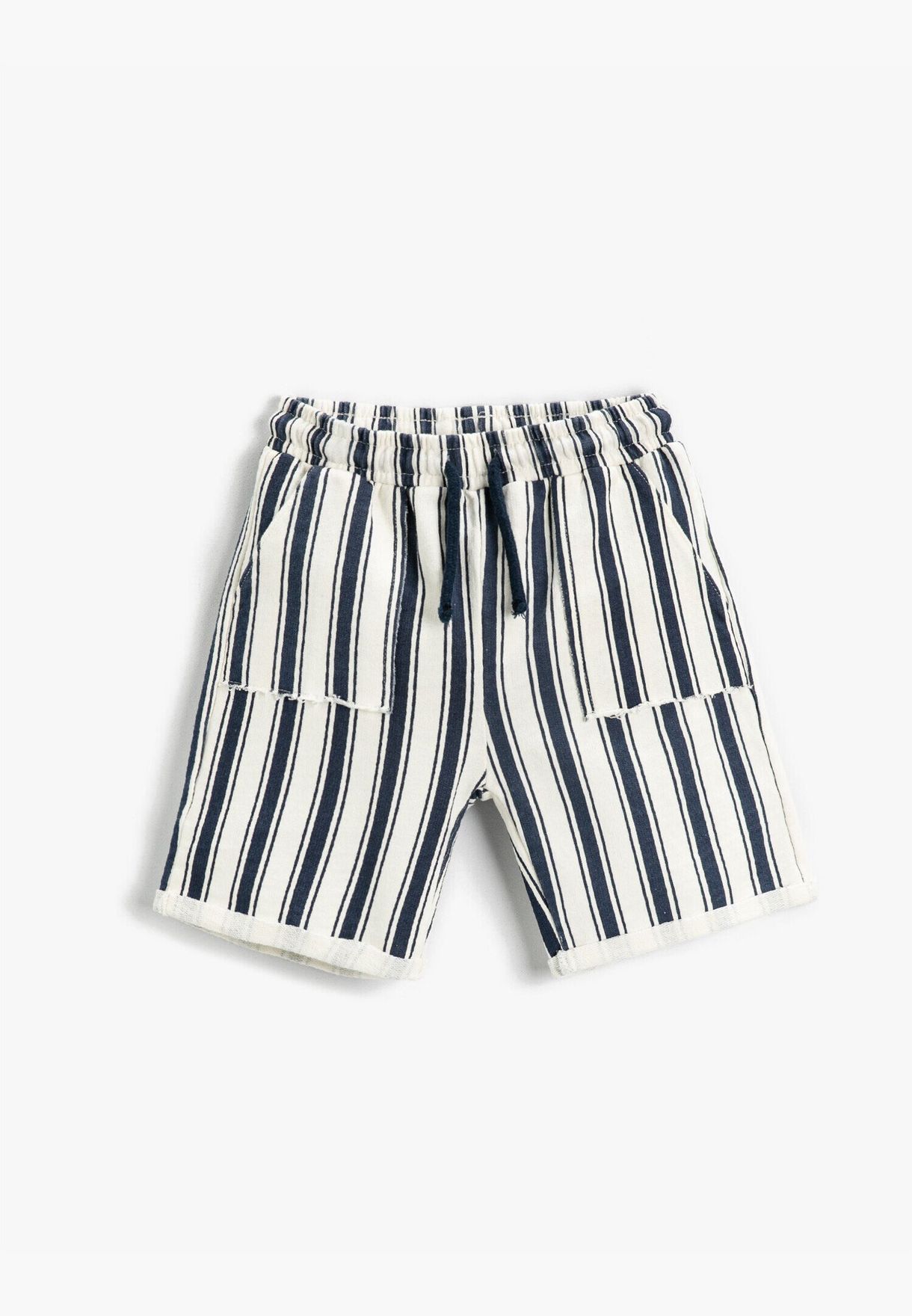 Striped Tie Waist Shorts Cotton