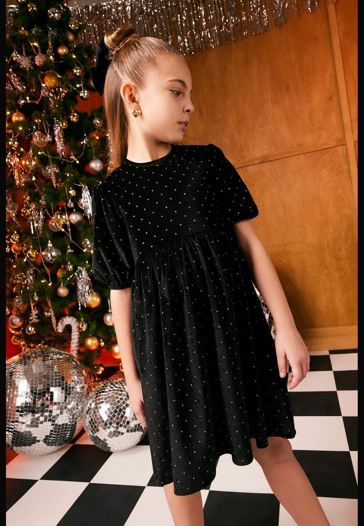 New Year Girl Long Sleeve Knitted Dress