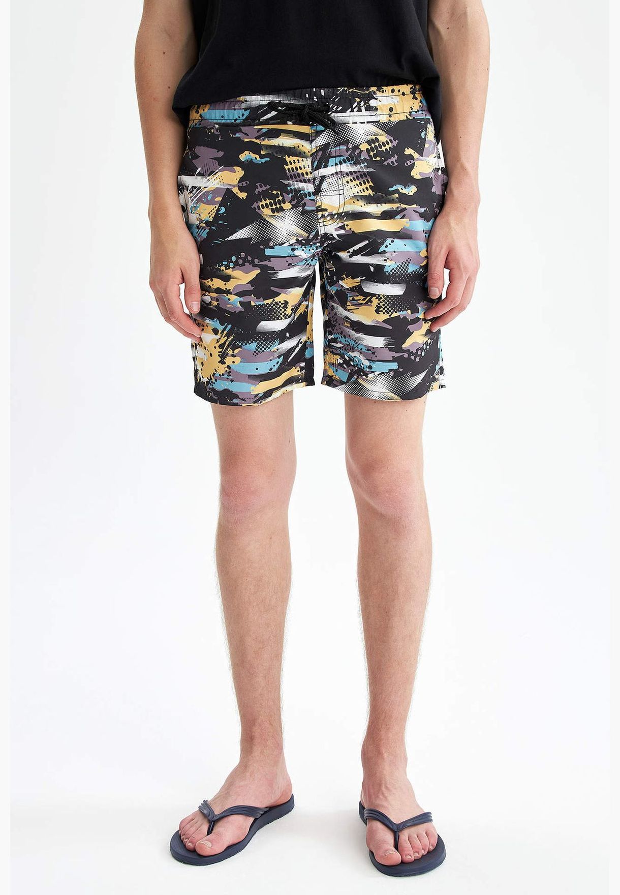 Patterned Above Knee Swim Shorts