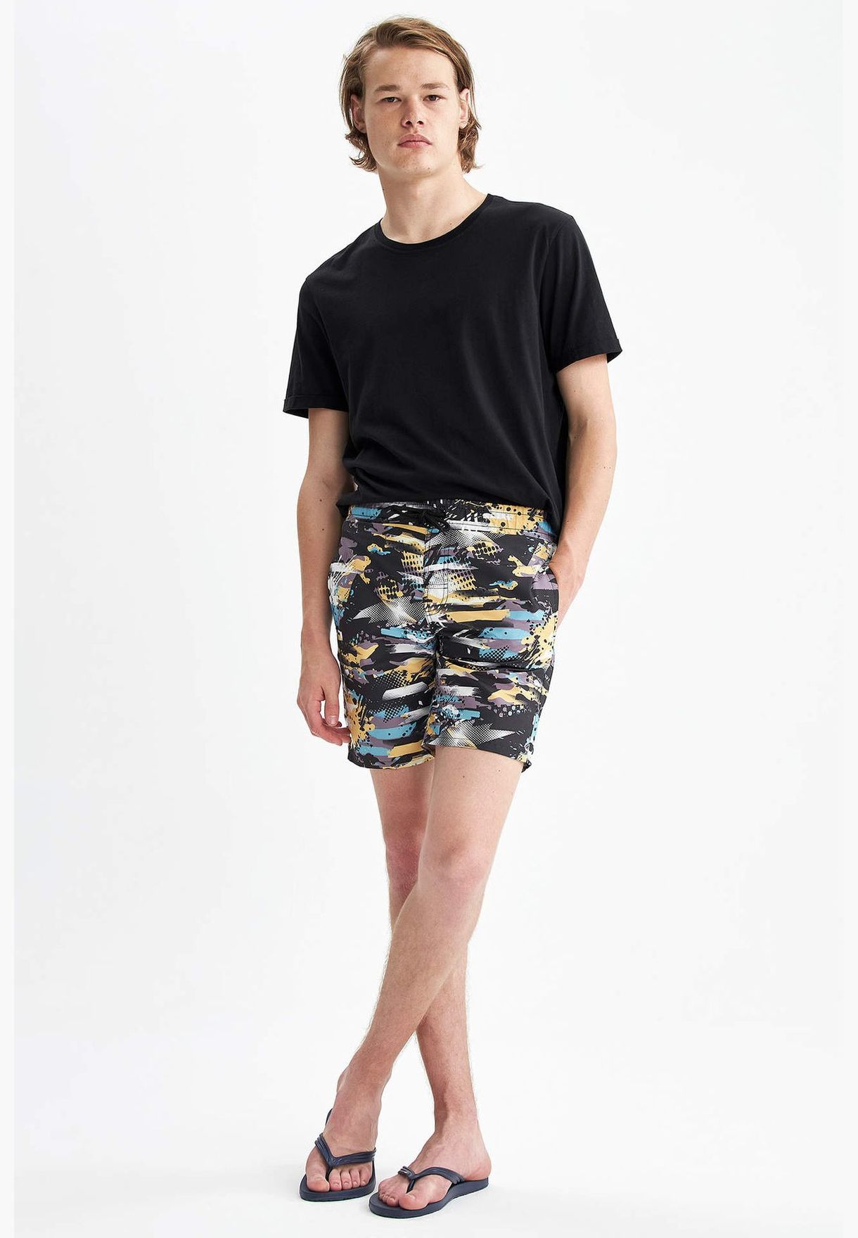 Patterned Above Knee Swim Shorts