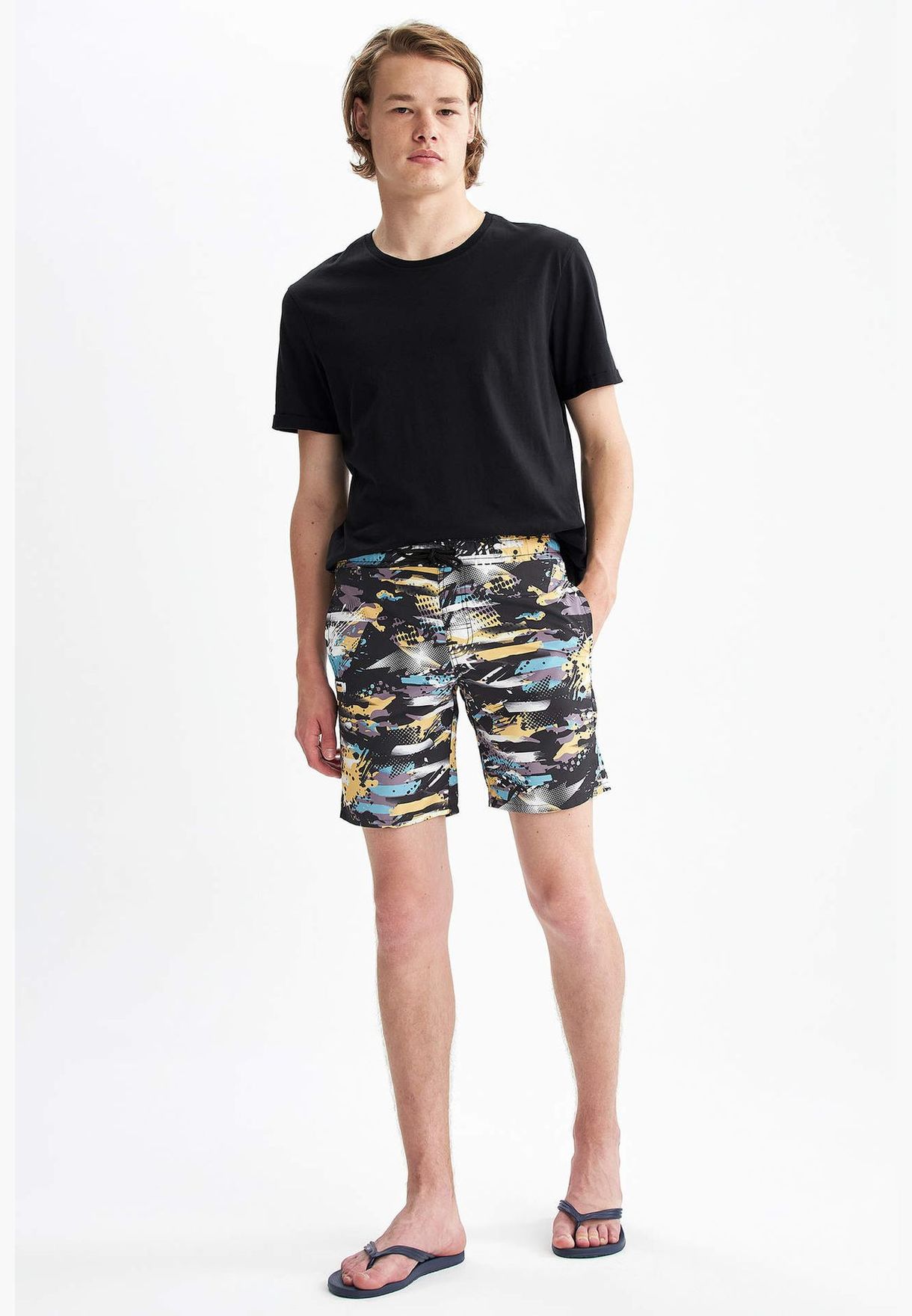 Patterned Above Knee Swim Shorts