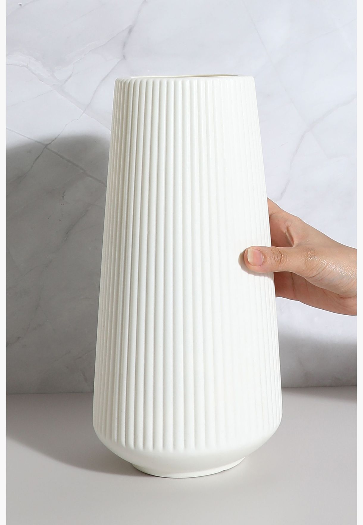 Striped Tall Round Modern Ceramic Flower Vase For Home Decor 