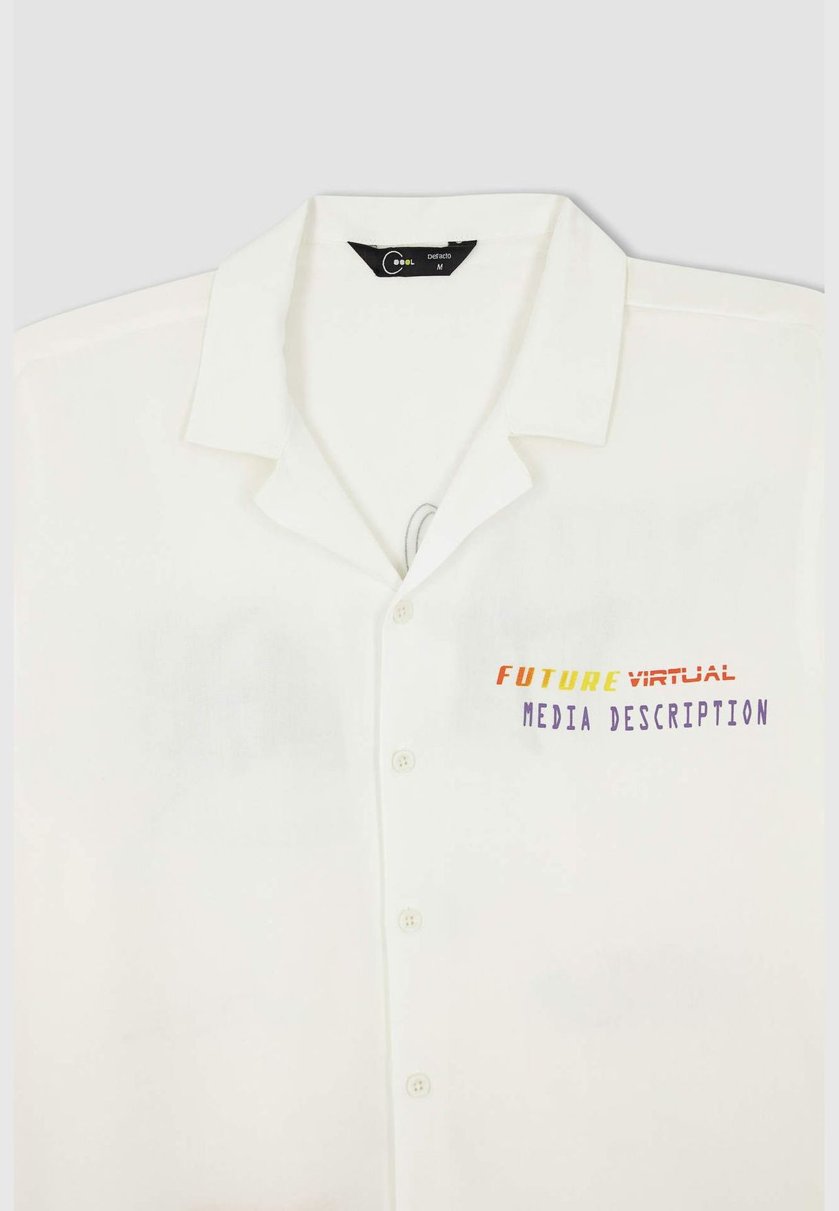 Regular Fit Shot Sleeve Minimal Slogan Print Shirt