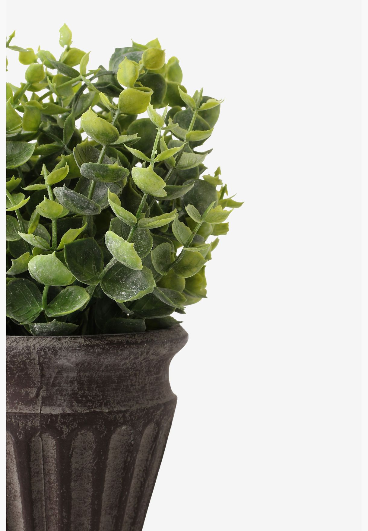 Rustic Textured Medium Ceramic Pot With Artificial Foliage For Home Decor Indoor & Outdoor 