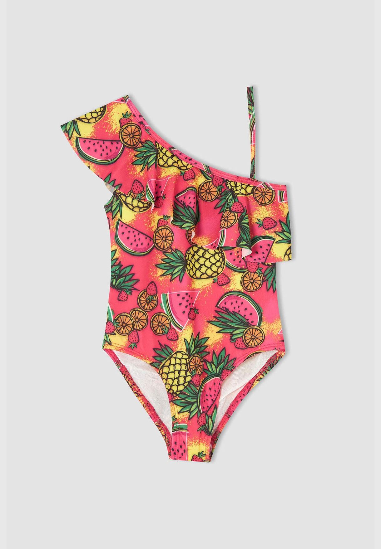 Tropical Themed One Shoulder Swimsuit
