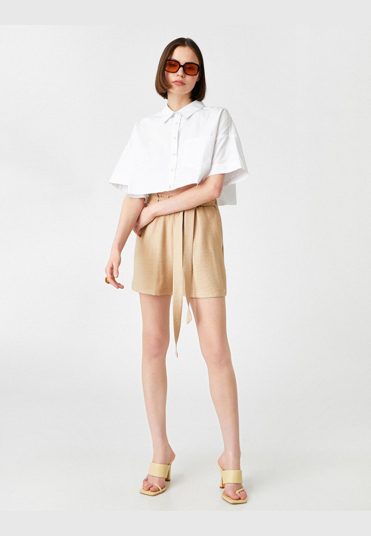 Relaxed Fit Pocket Belted Shorts