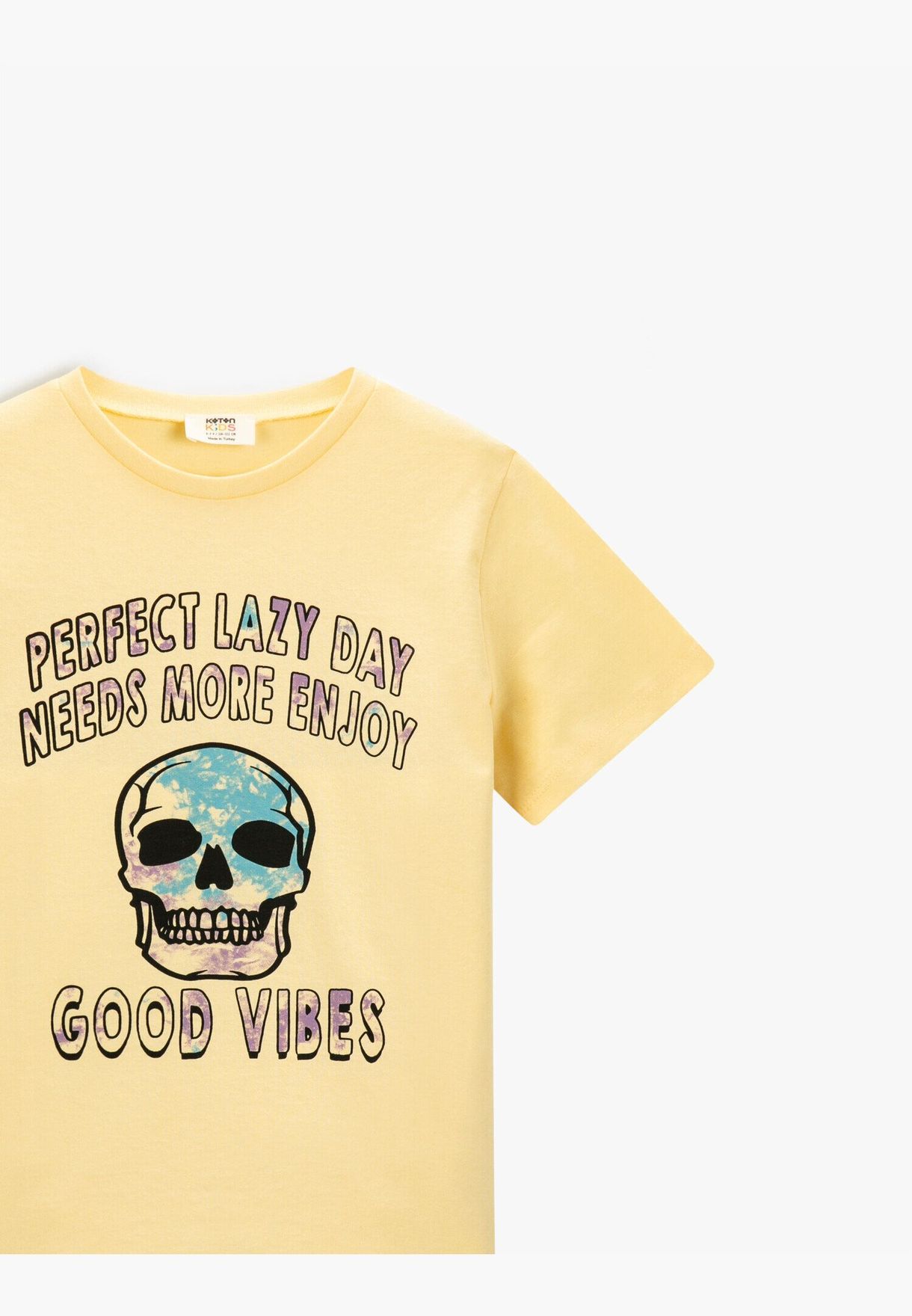 Slogan Skull Printed Short Sleeve T-Shirt Cotton Crew Neck