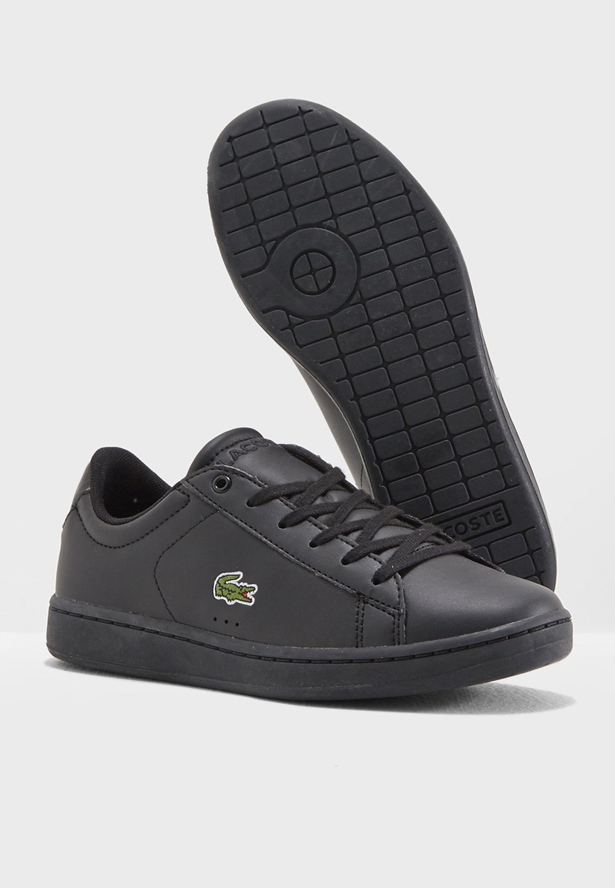 Lacoste Carnaby Evo 118 Black Trainers Shoes Kids Infant Junior Boys Girls New