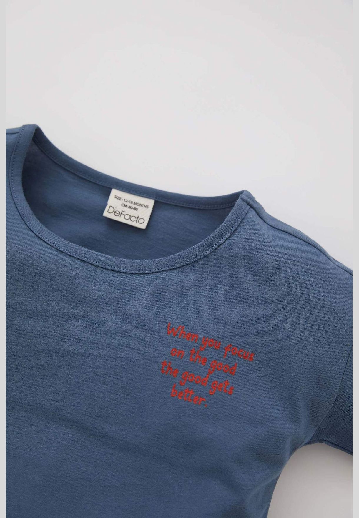 Regular Fit Short Sleeve Minimal Slogan Print Lounge Set