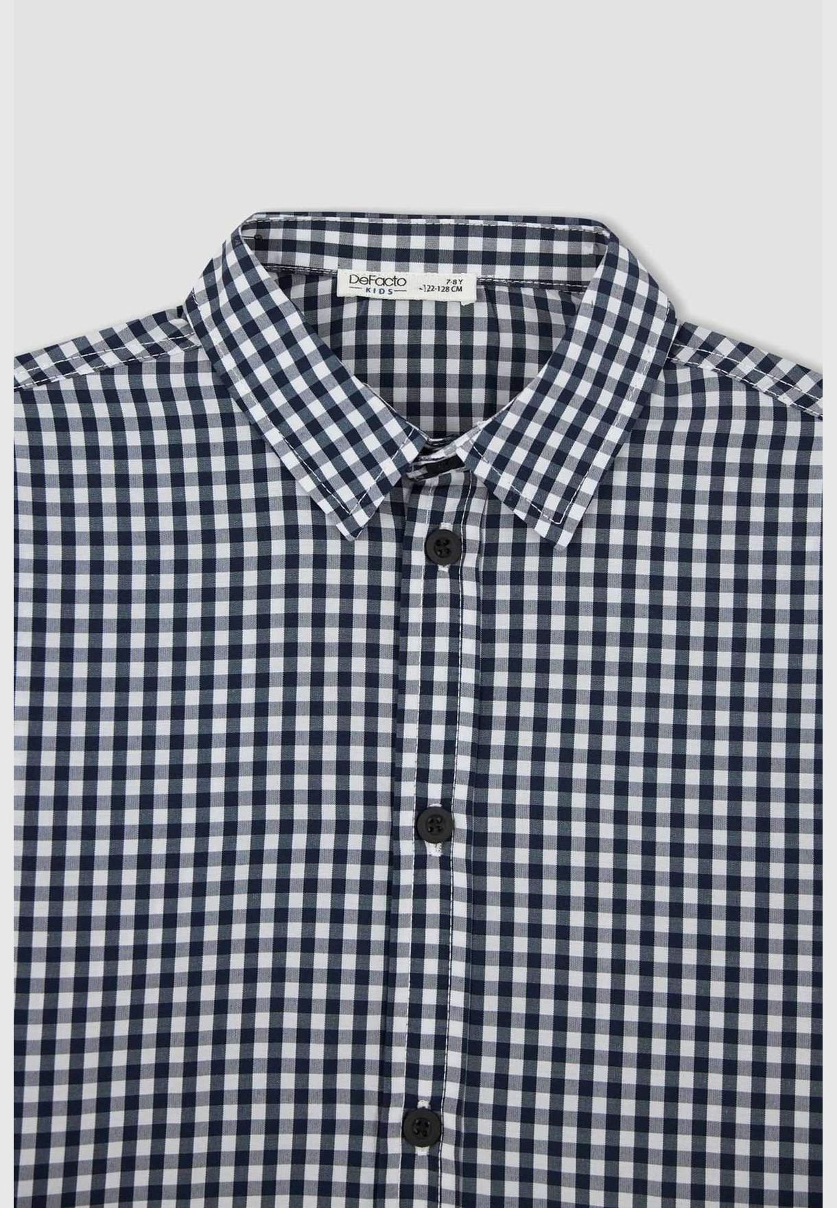 Boy Regular Fit Polo Neck Woven Long Sleeve Shirt