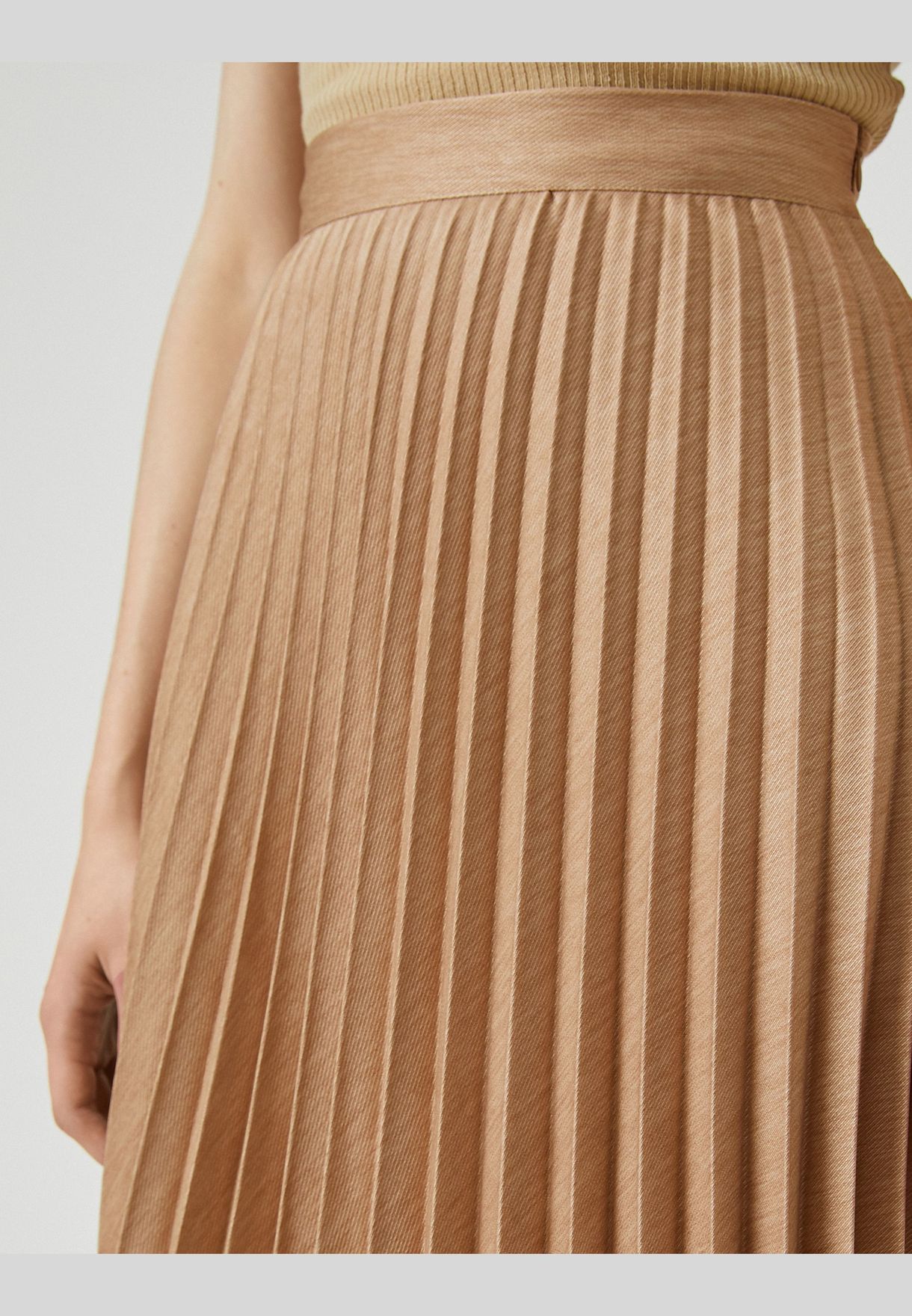 Satin Midi Skirt Pleated A Line